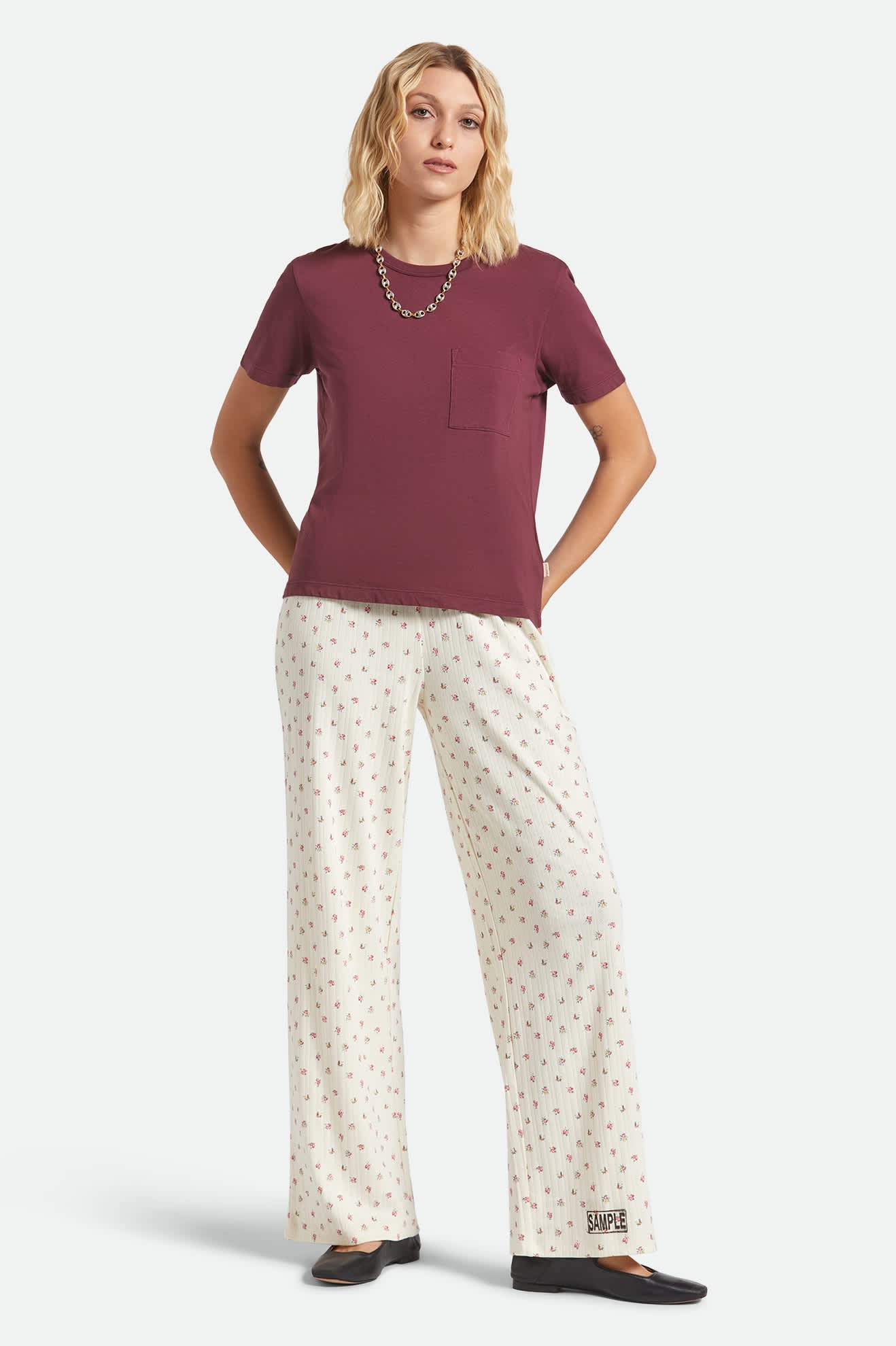 Women's Carefree Organic Garment Dye Perfect T-Shirt in the color Port - Women's Back View