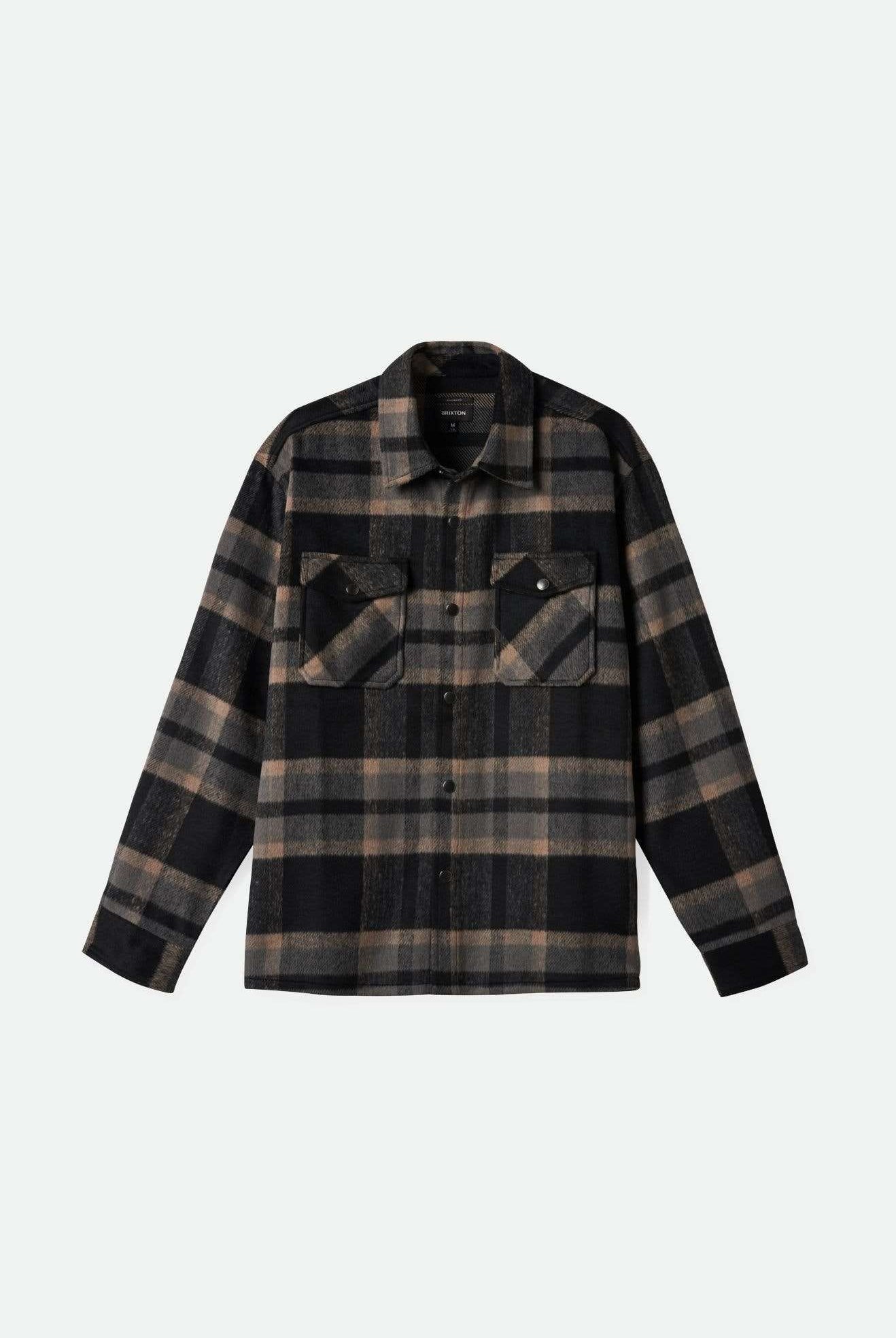 Brixton Men's Selden Soft Brushed L/S Flannel Overshirt - Black/Charcoal | Main