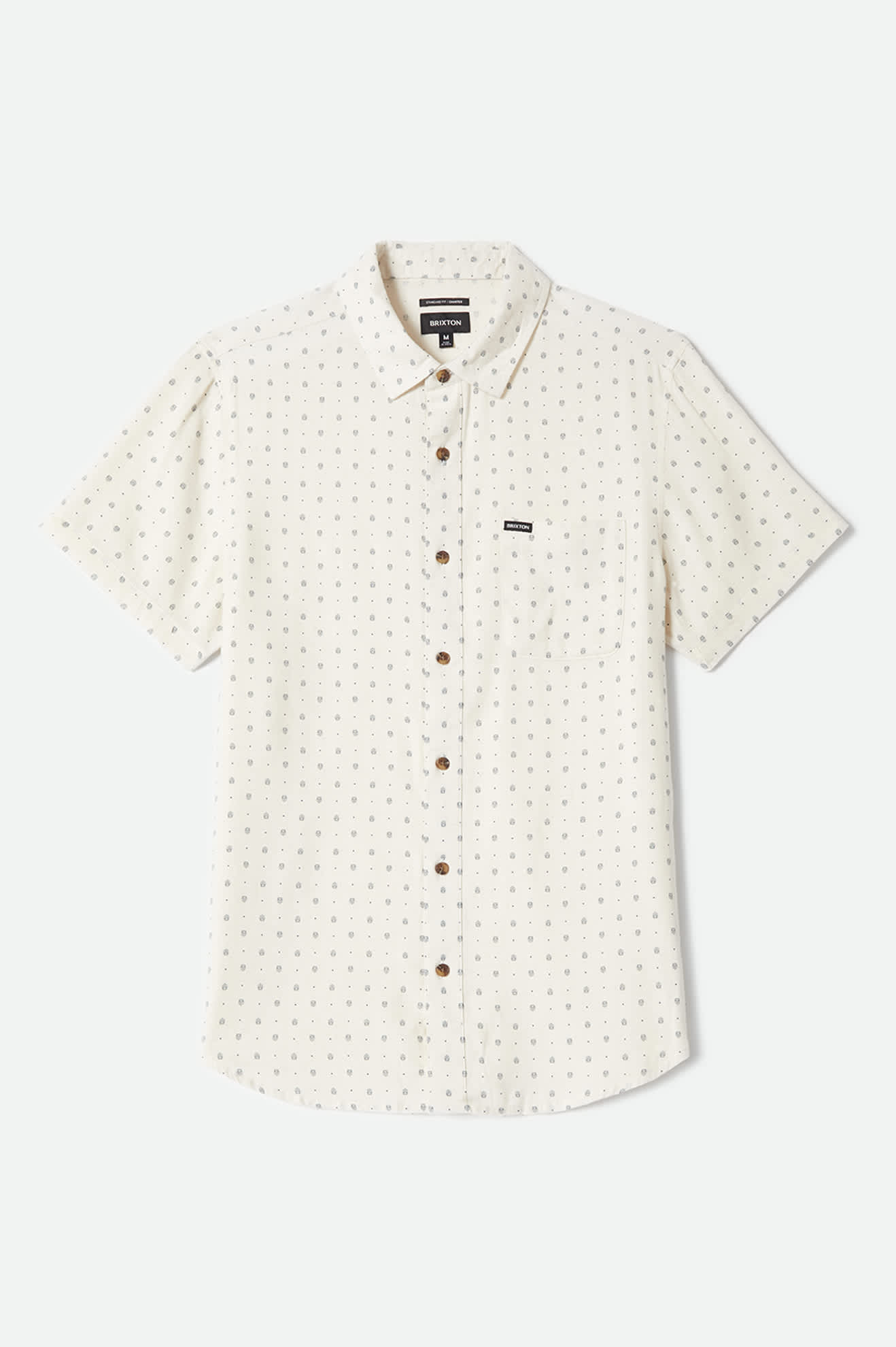 Men's Charter Slub Short Sleeve Shirt in the color Off White Micro Geo - Front Product View