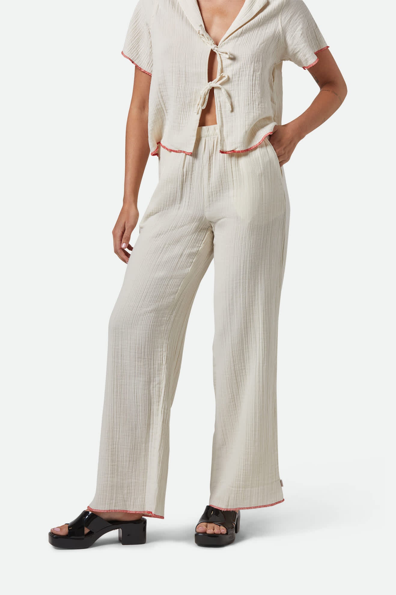 Women's Wandering Hudson Lounge Pant in the color Off White - Additional Fit image