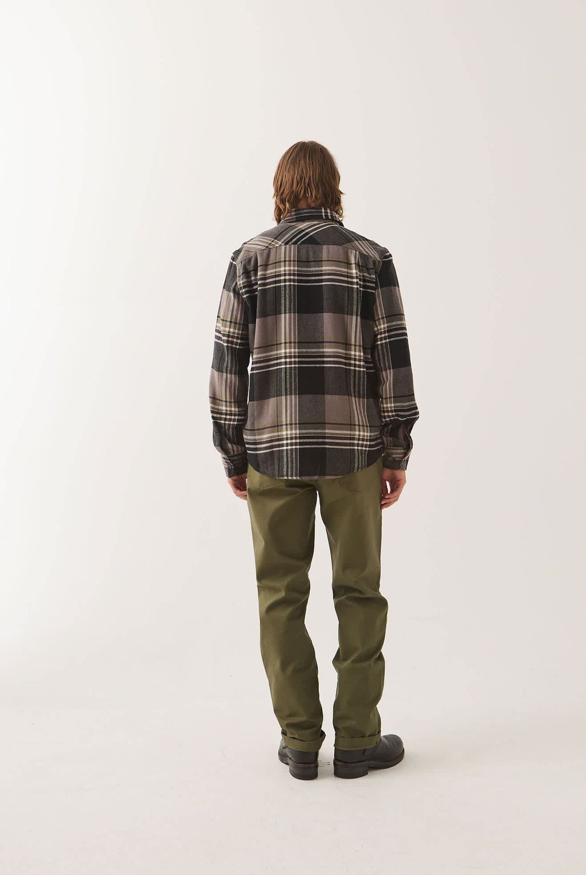 Men's Bowery Flannel in the color Black/Multi - Men's Back View