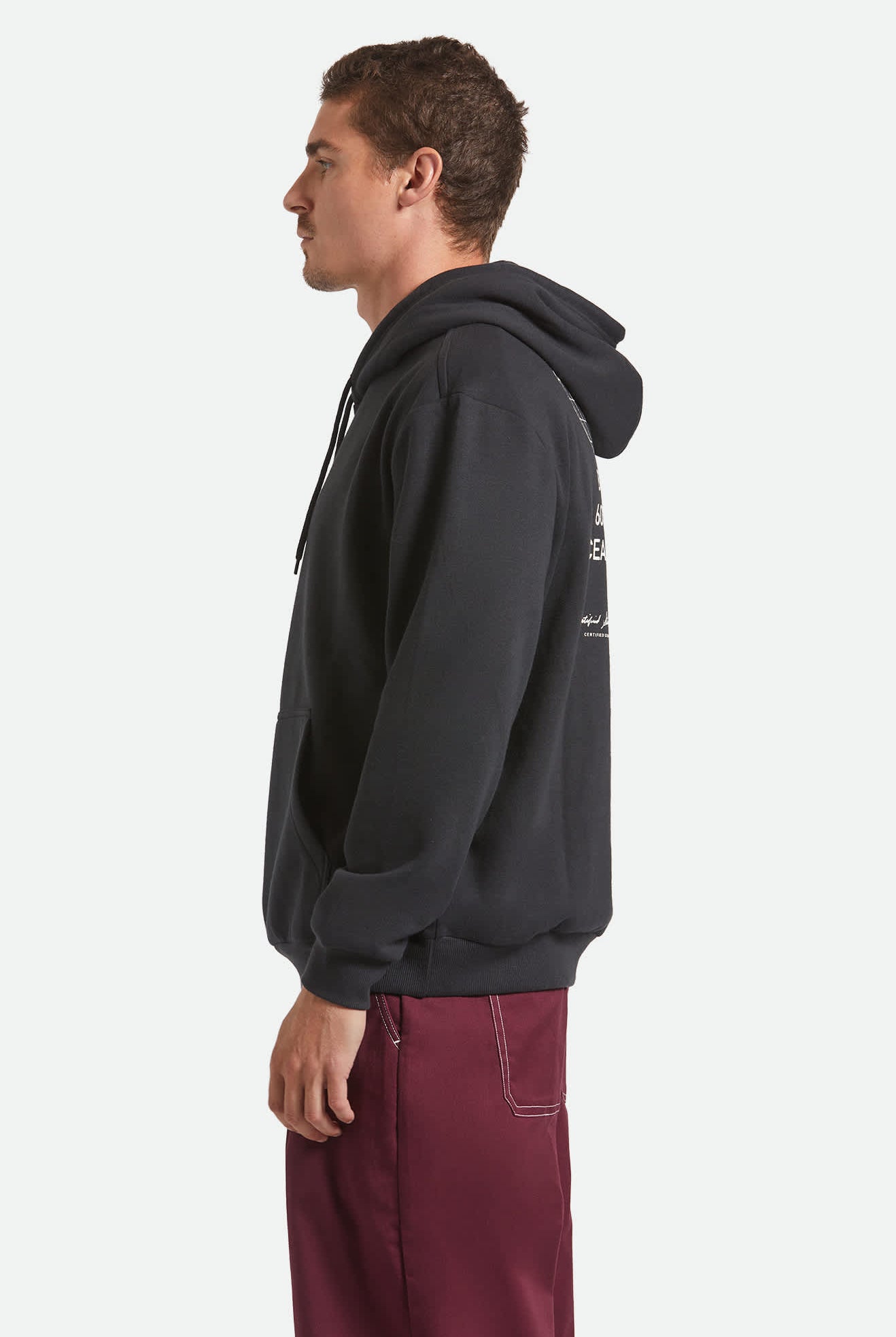 Men's Union Relaxed Hoodie in the color Black - Men's Side View