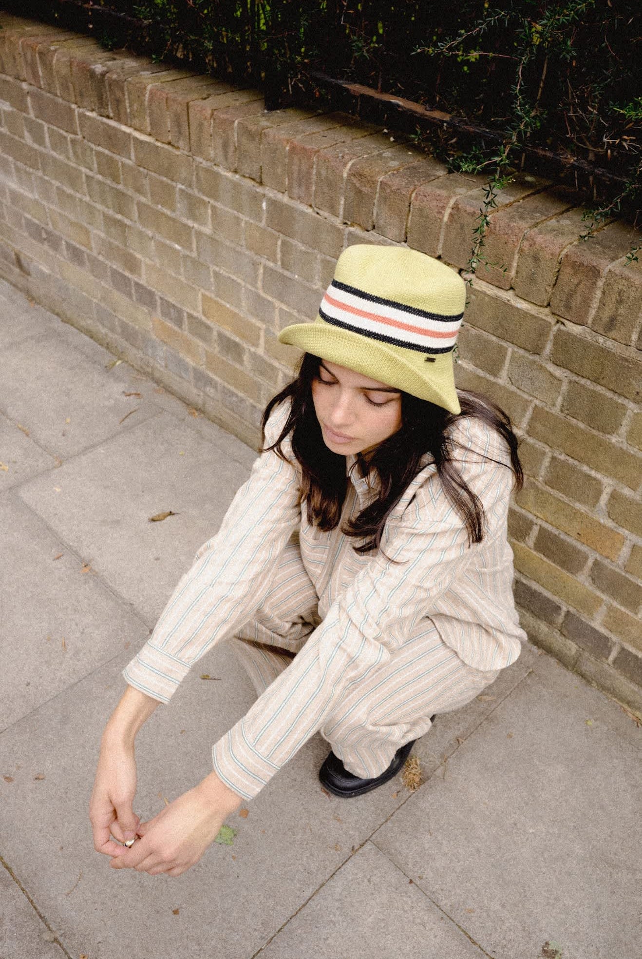 Unisex Redding Knit Packable Hat in the color Green Multi Stripe - Women's Lifestyle image