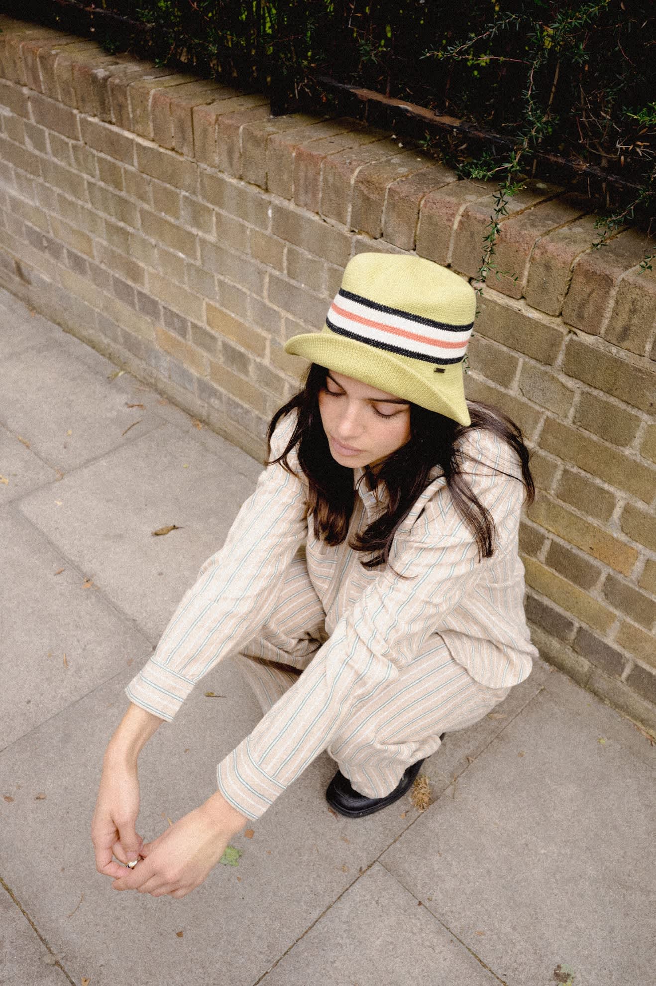 Unisex Redding Knit Packable Hat in the color Green Multi Stripe - Women's Lifestyle image
