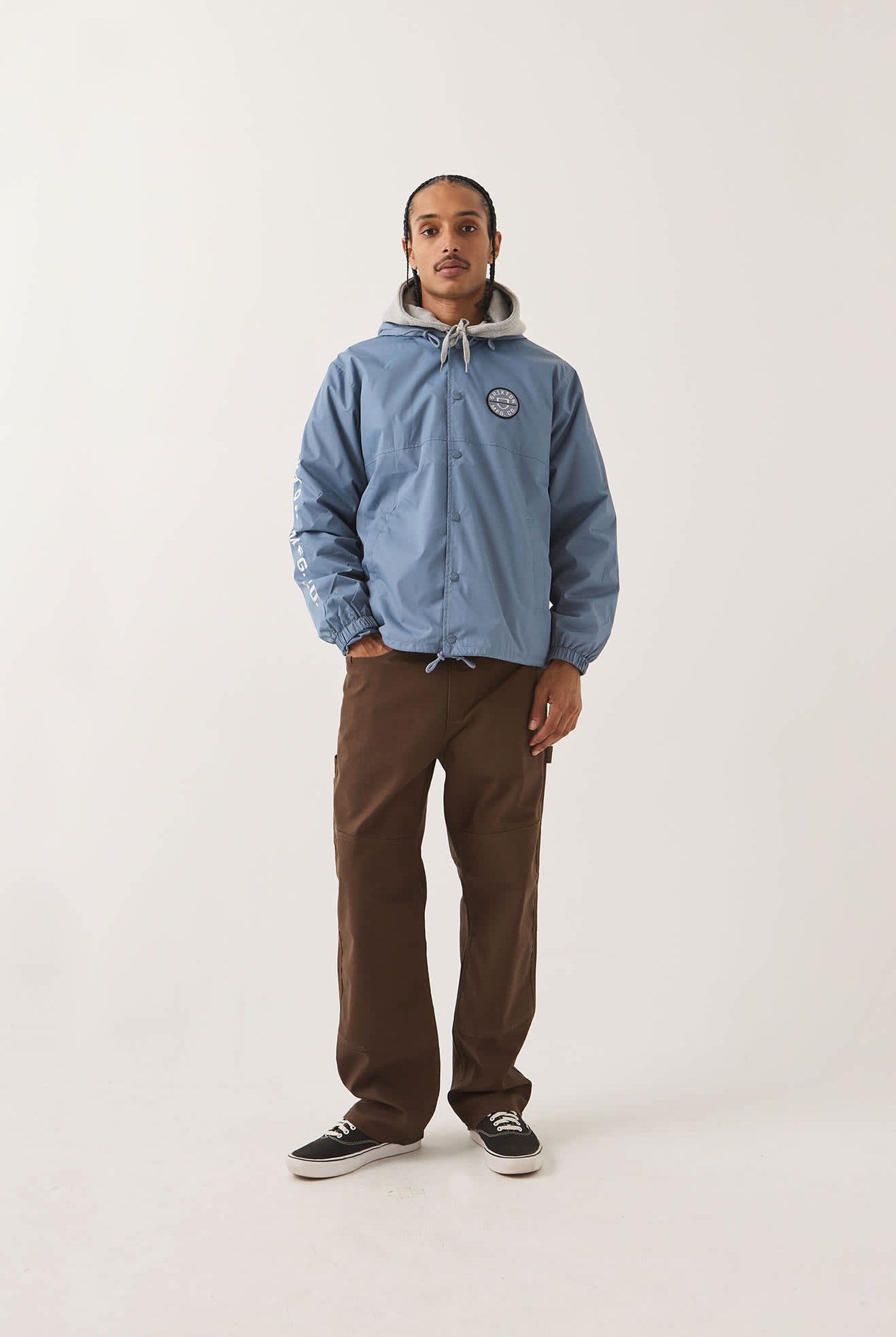 Men's Hooded Claxton Lightweight Jacket in the color Slate Blue - Men's Front View