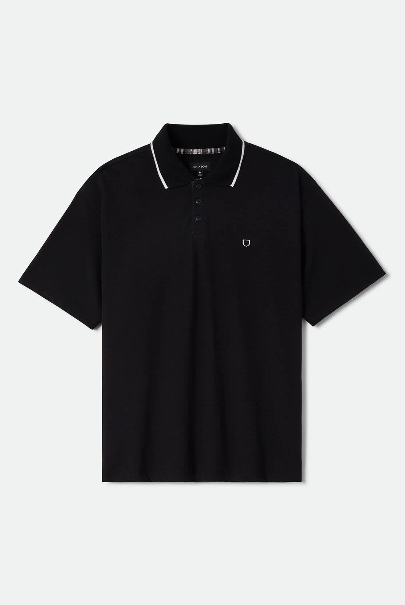 Men's Anton Short Sleeve Polo in the color Black - Front Product View