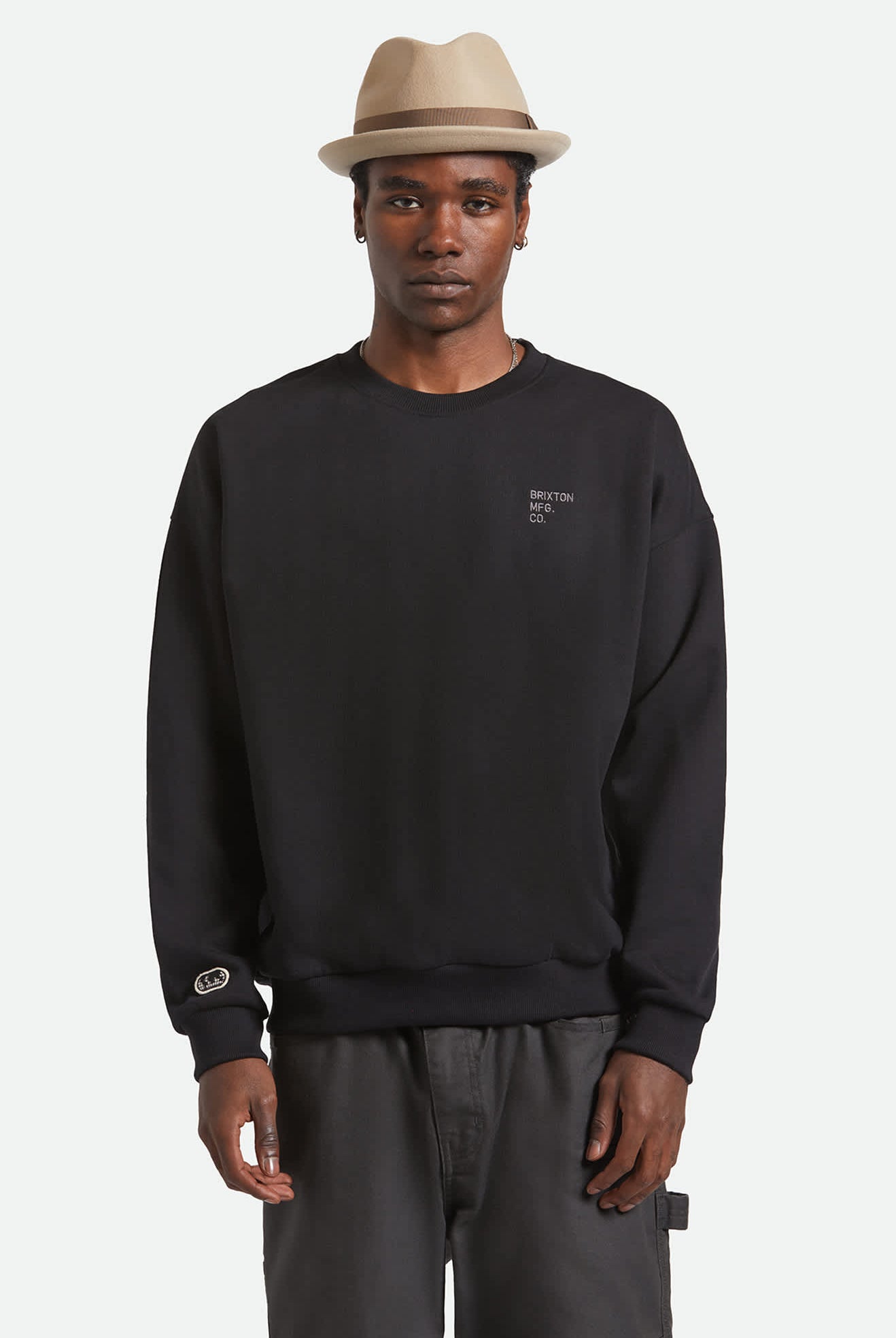 Unisex Gain Fedora in the color Sand/Antique Brass - Men's Front View