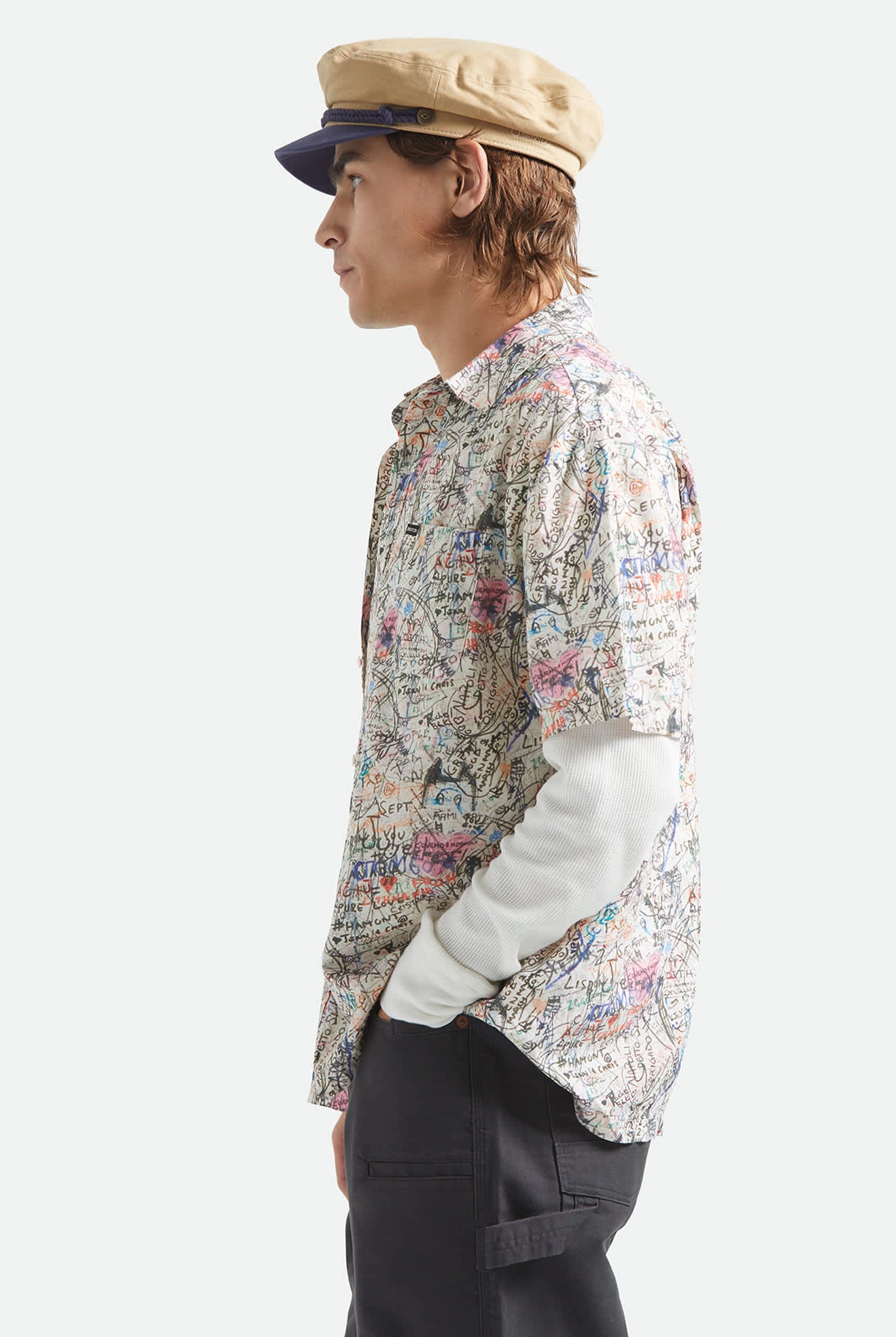 Men's Cru Print Short Sleeve Shirt in the color Graffiti - Men's Side View