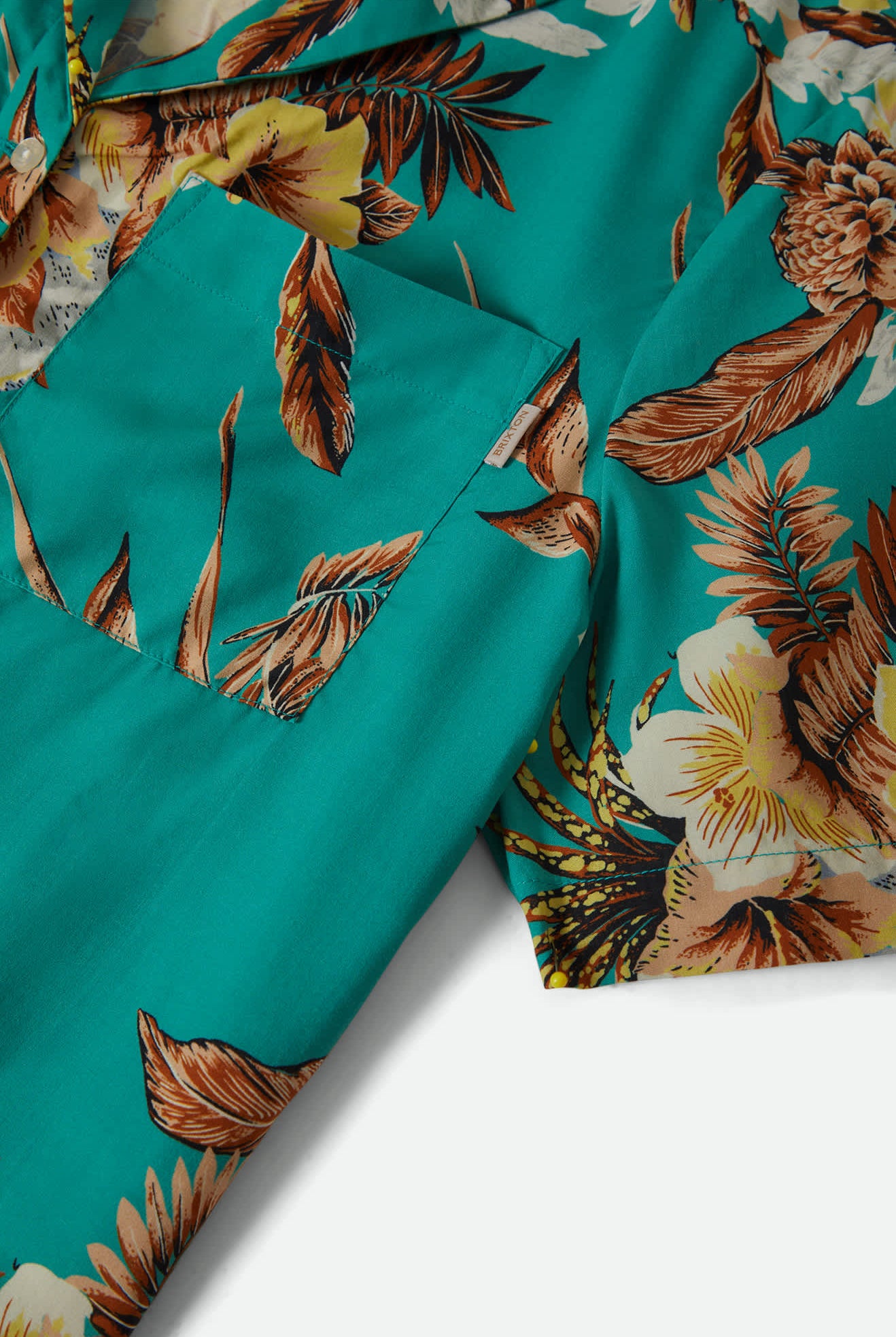 Women's Campos Button Down Shirt in the color Retro Green Flor Campos - Additional Laydown image