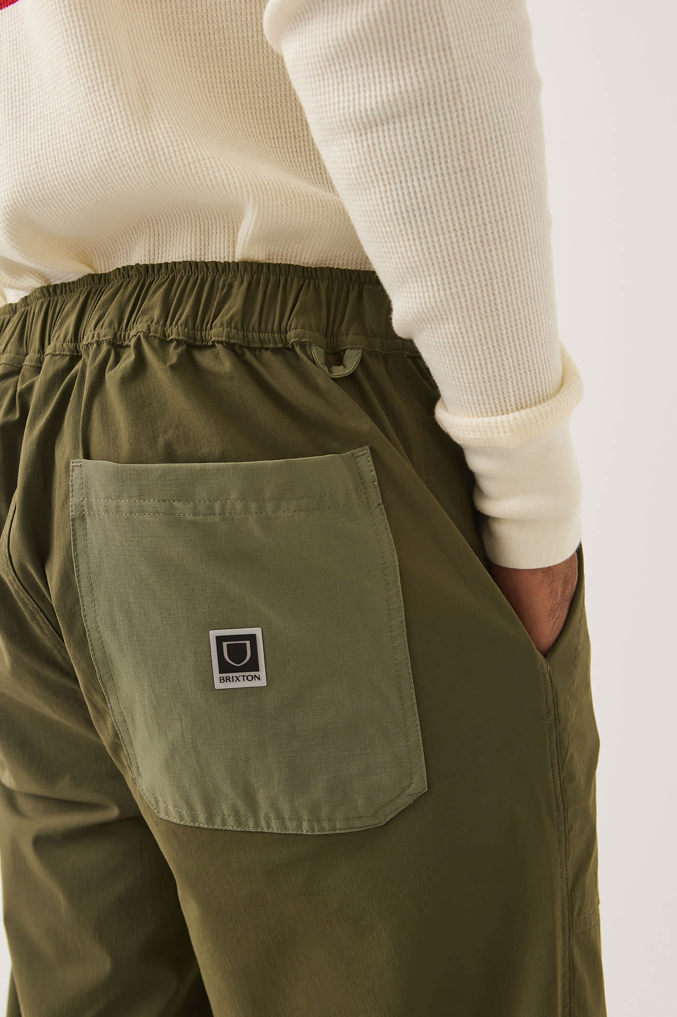 Men's Journey Utility Pant in the color Dark Olive/Olive Surplus - Men's Back View