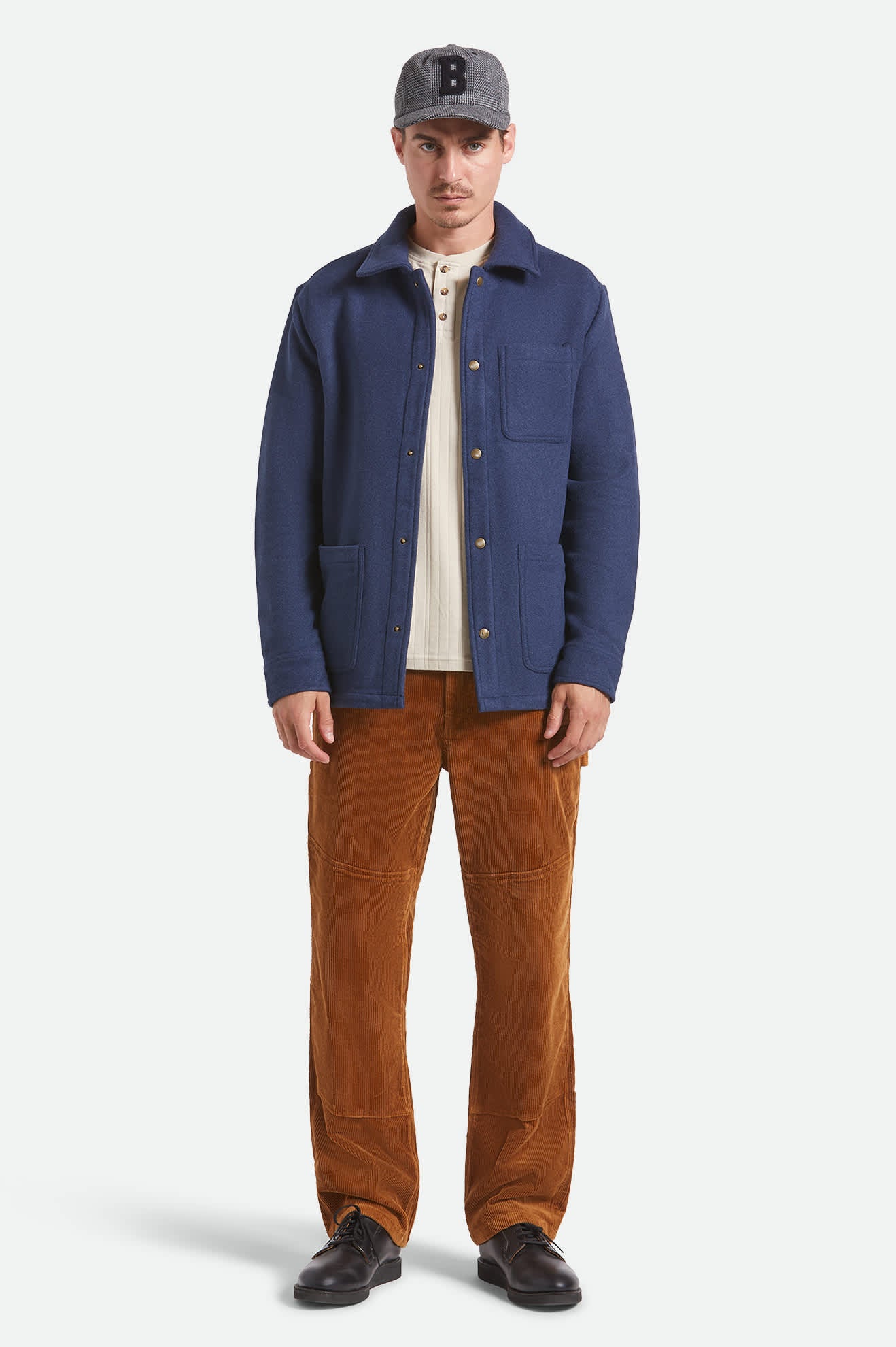 Men's New West Chore Coat in the color Mood Indigo - Additional Fit image
