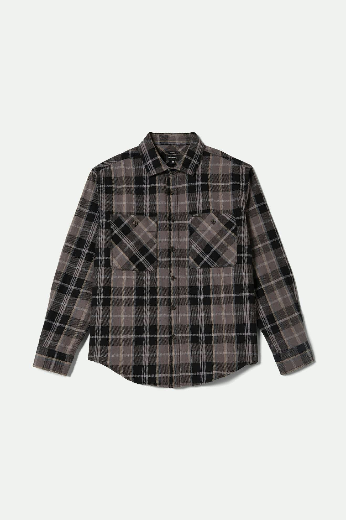 Men's Vintage Wash Flannel in the color Black/Charcoal Beige/Slate - Front Product View