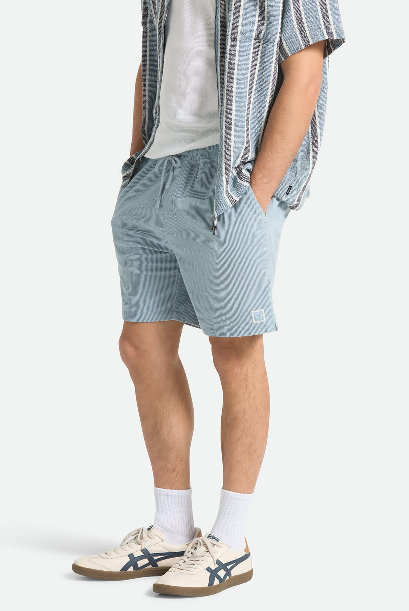 Men's Everyday Corduroy Short in the color Dusty Blue - Men's Side View