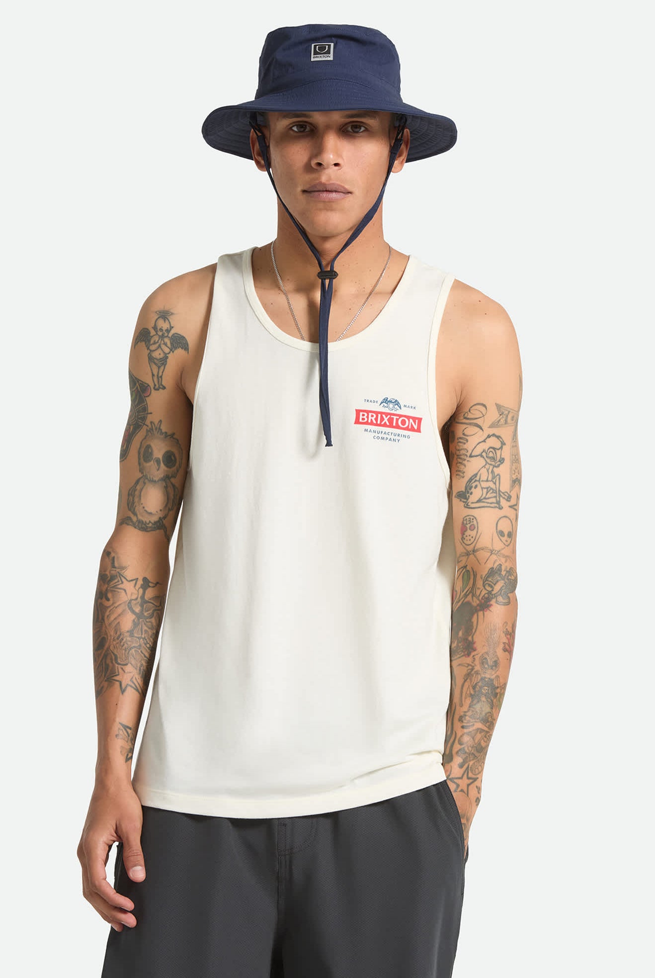 Men's Pinnacle Tank Top in the color Off White - Men's Front View