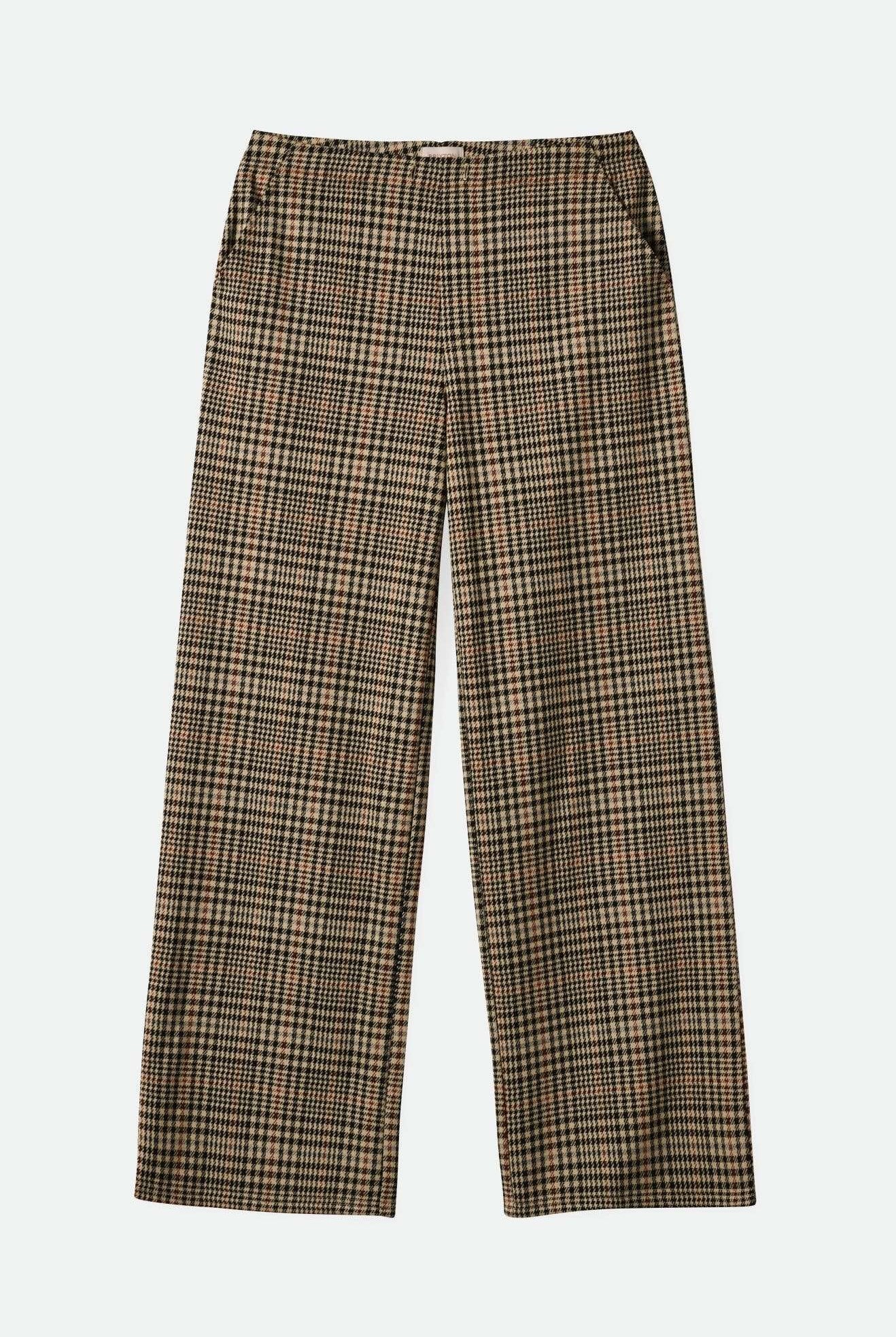 Women's Menswear Plaid Leisure Trouser Pant - Winter White/Black Plaid| Main