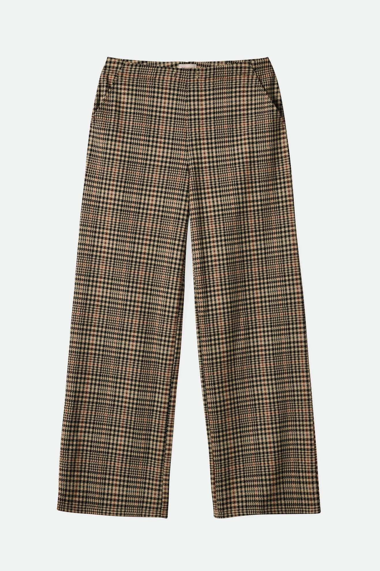 Women's Menswear Plaid Leisure Trouser Pant - Winter White/Black Plaid| Main