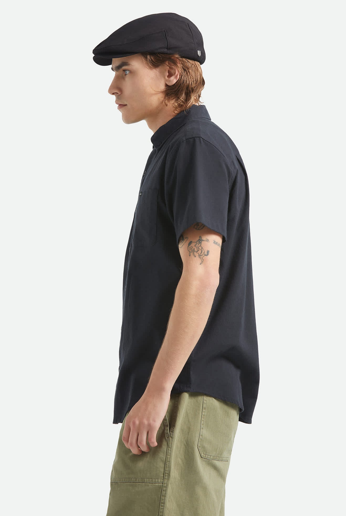 Men's Sanford Oxford Short Sleeve Shirt in the color Black - Men's Side View