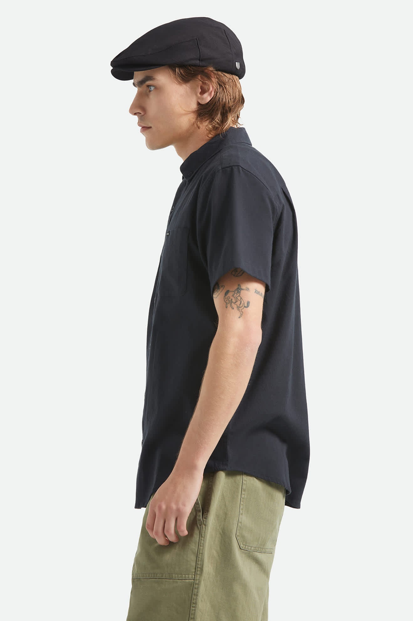Men's Sanford Oxford Short Sleeve Shirt in the color Black - Men's Side View