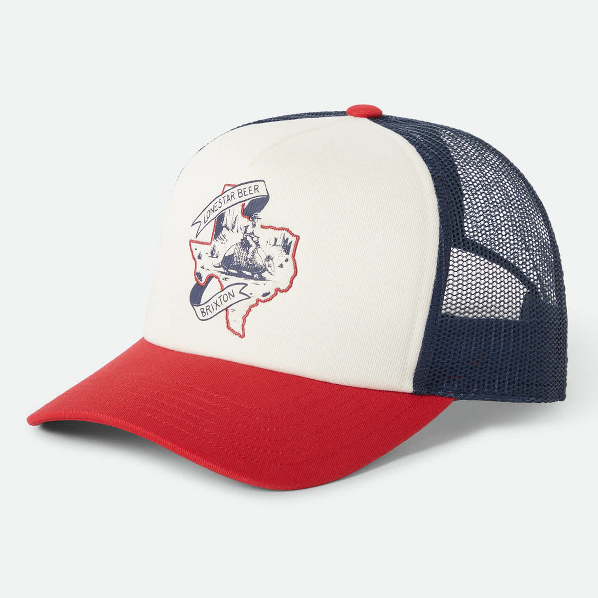 White, Blue & Red \'Preppy Rockstar\' Trucker Hat Unisex Lone Star X Brixton Trucker Hat in Red/White/Blue main image 4