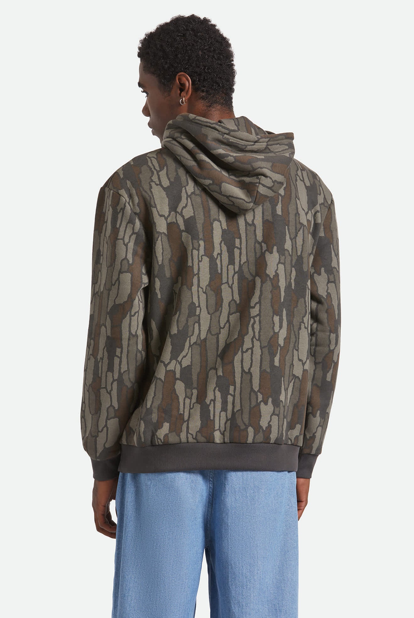 Men's Void Hunter Hoodie in the color Bark Camo - Men's Back View