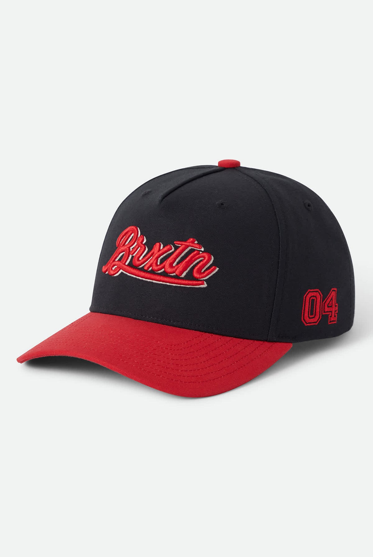 Unisex Jenson Snapback in the color Black/Crimson - Front Product View