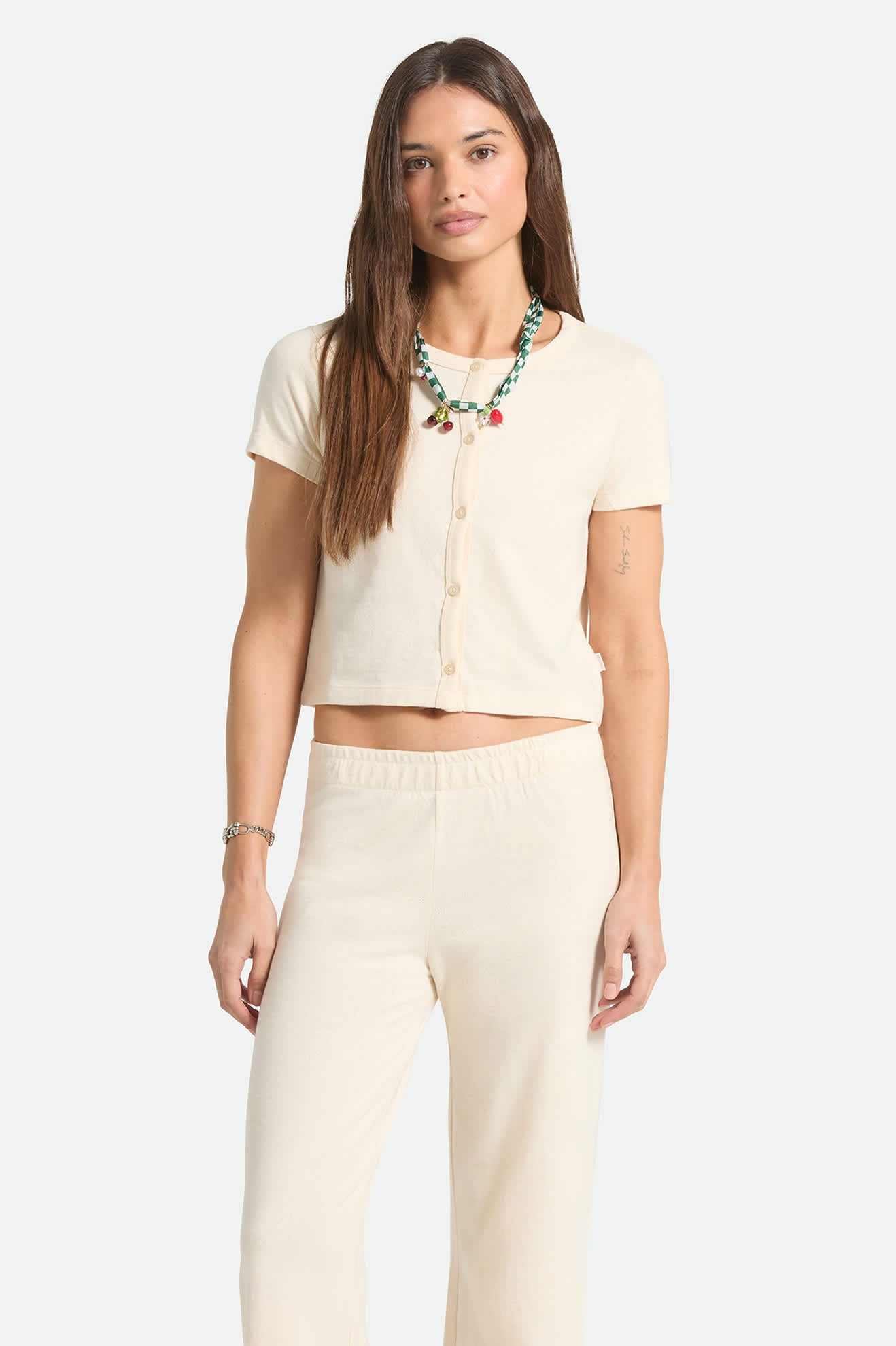 Women's The Alice Button Down Short Sleeve Shirt in the color Whitecap - Women's Front View