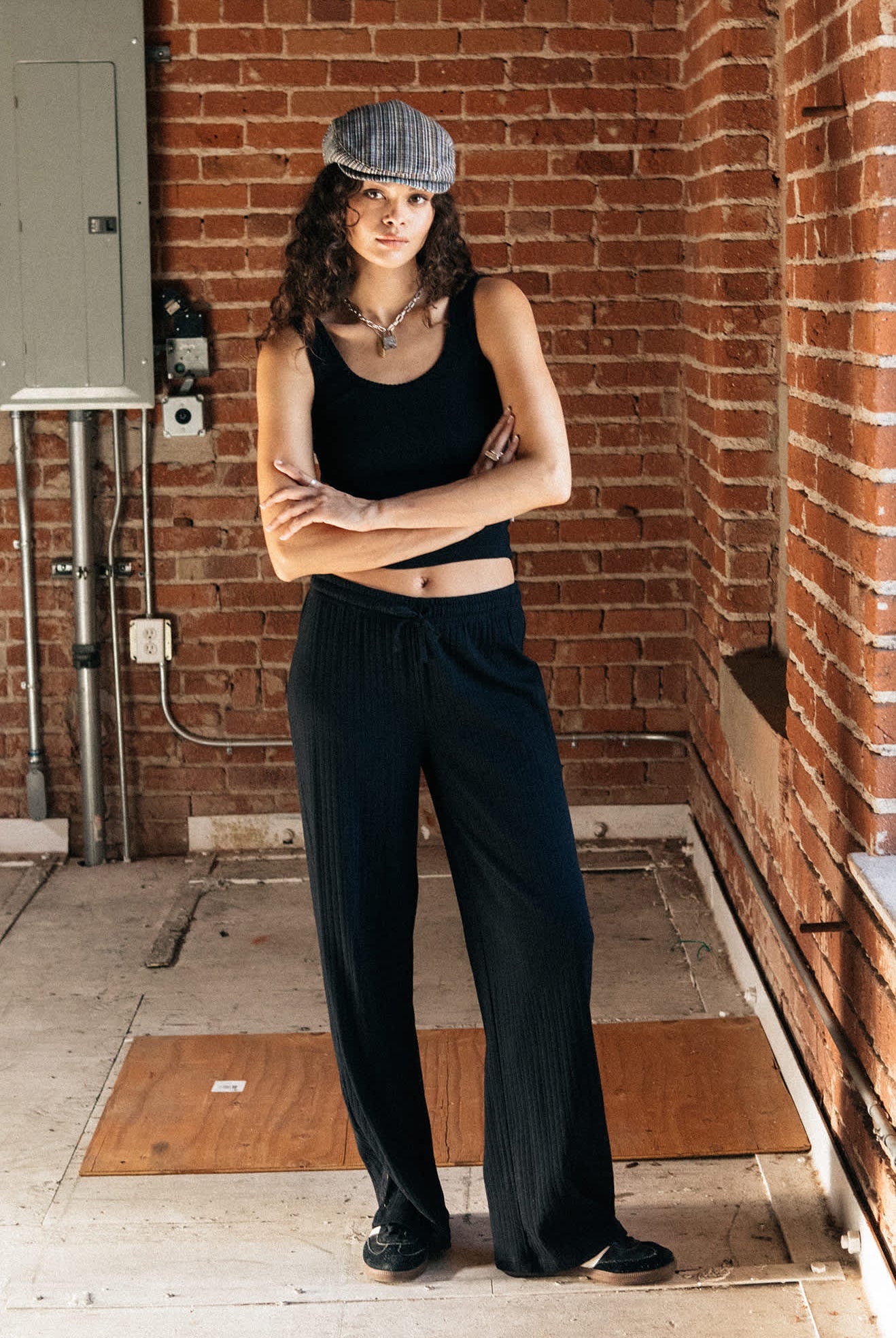 Women's Pointelle Lounge Pant in the color Black - Men's Lifestyle image