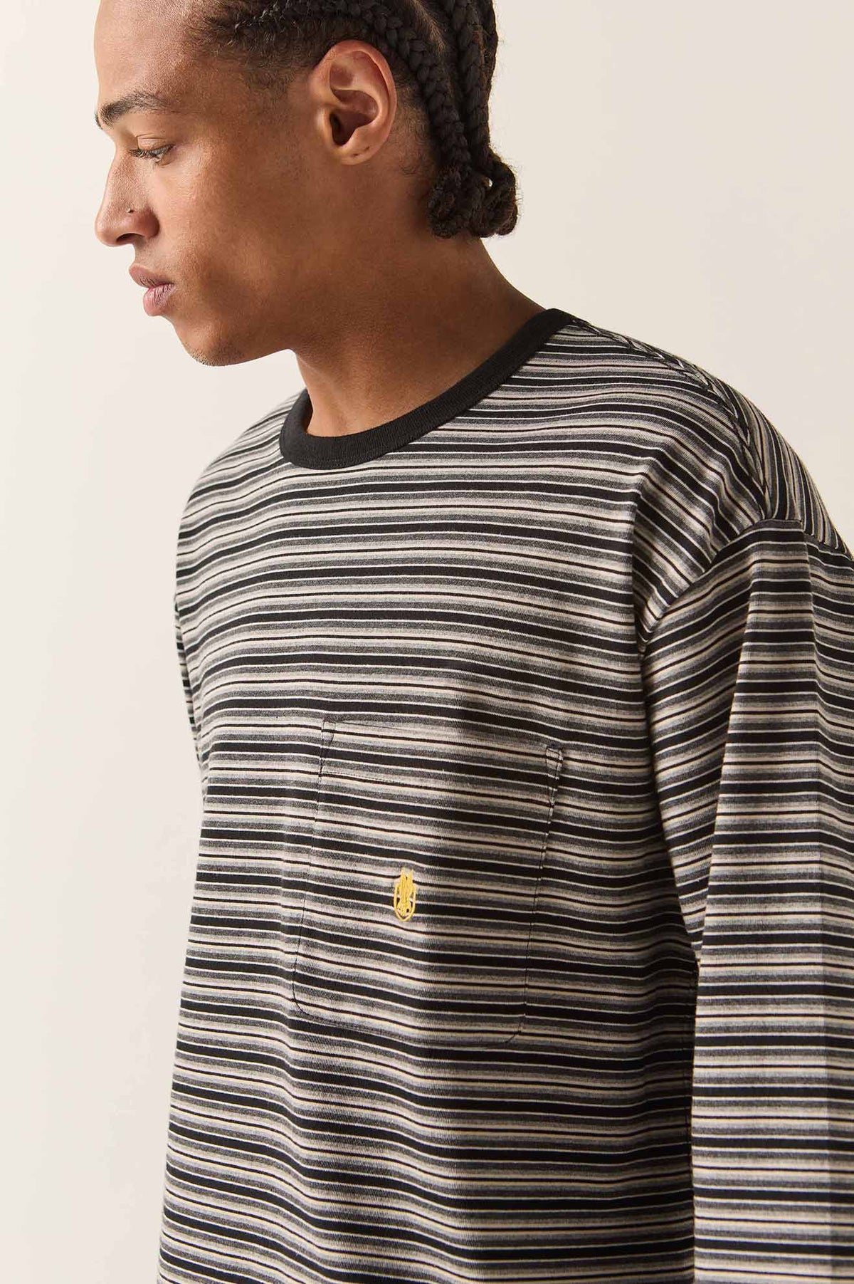Men's Century Knit Top in the color Heather Grey Stripe - Additional Fit image