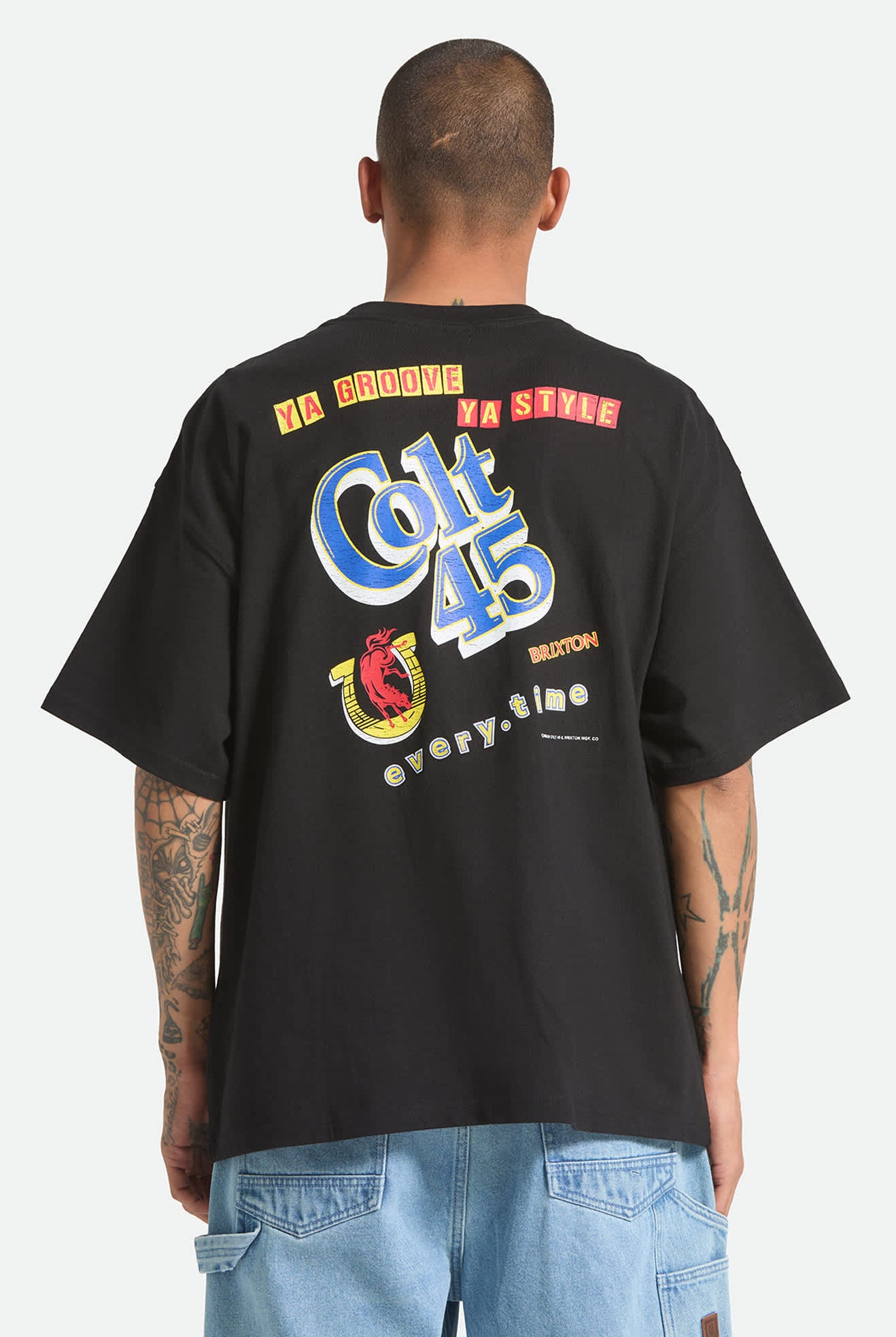 Men's Colt 45 Everytime Short Sleeve Oversized T-Shirt in the color Black - Men's Back View