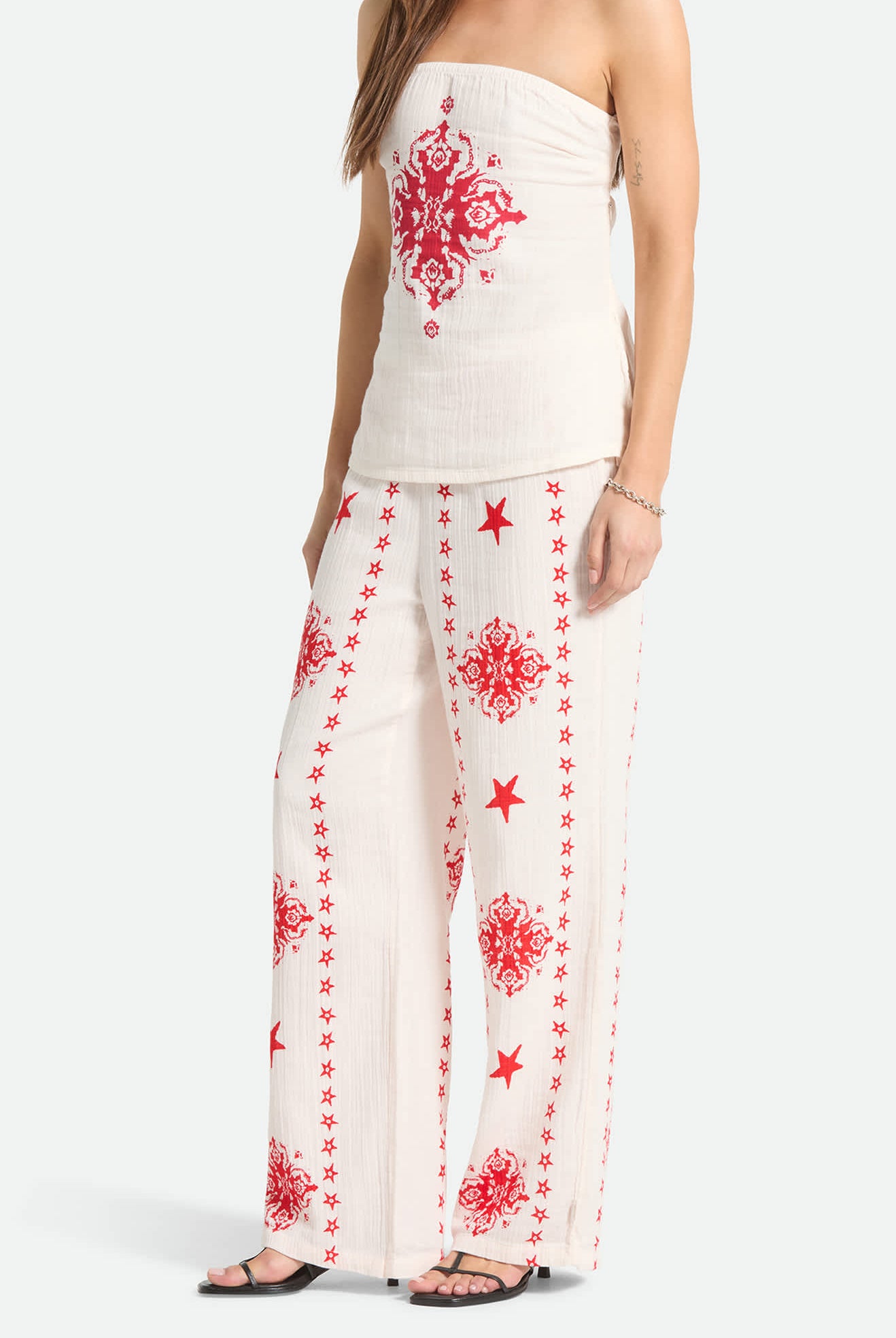 Women's The Lola Lounge Pant in the color Off White Tile - Additional Fit image