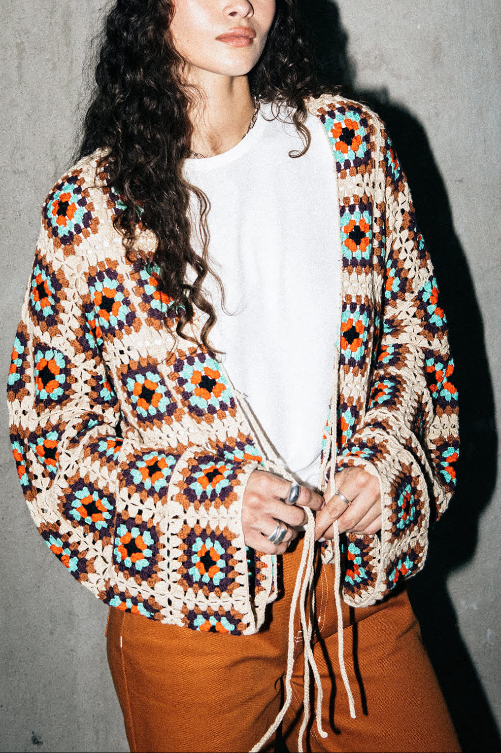 Women's Crochet Knit Kimono in the color Multi Color - Men's Lifestyle image