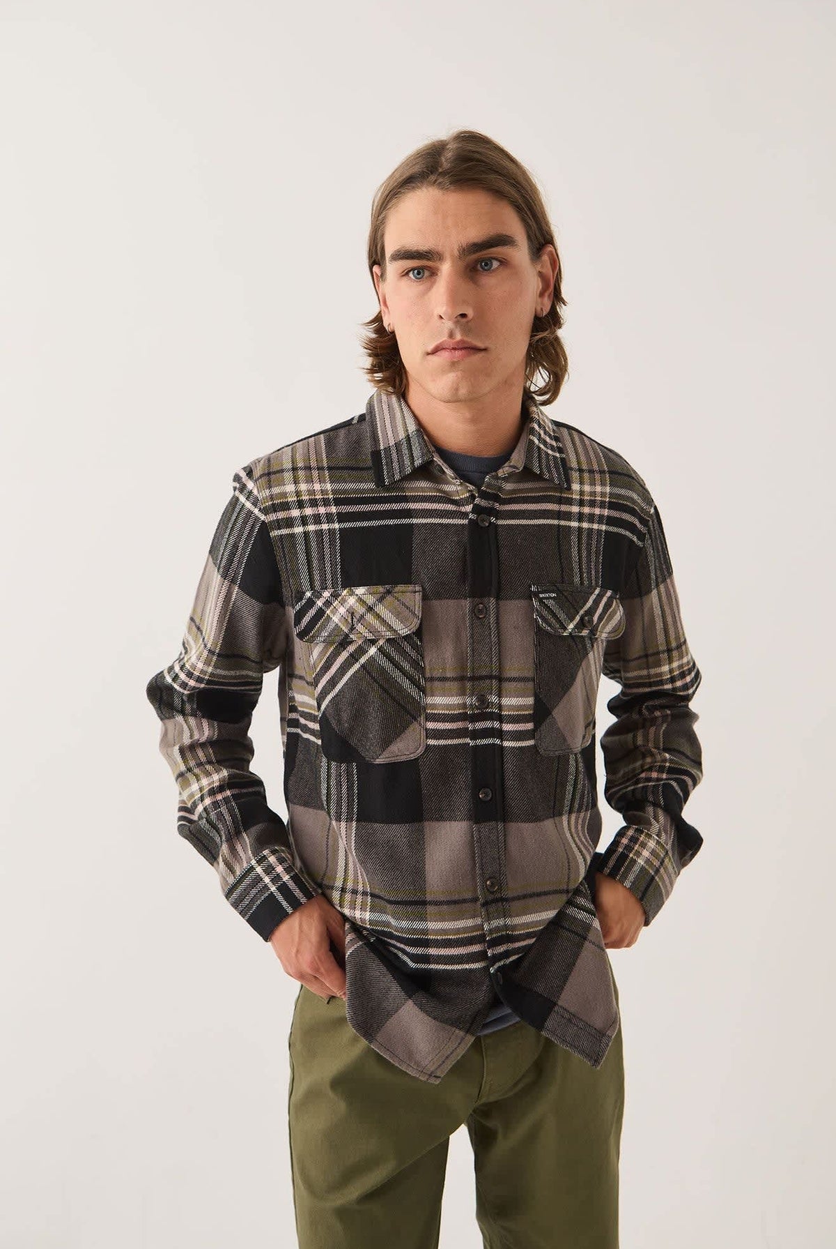 Men's Bowery Flannel in the color Black/Multi - Men's Front View