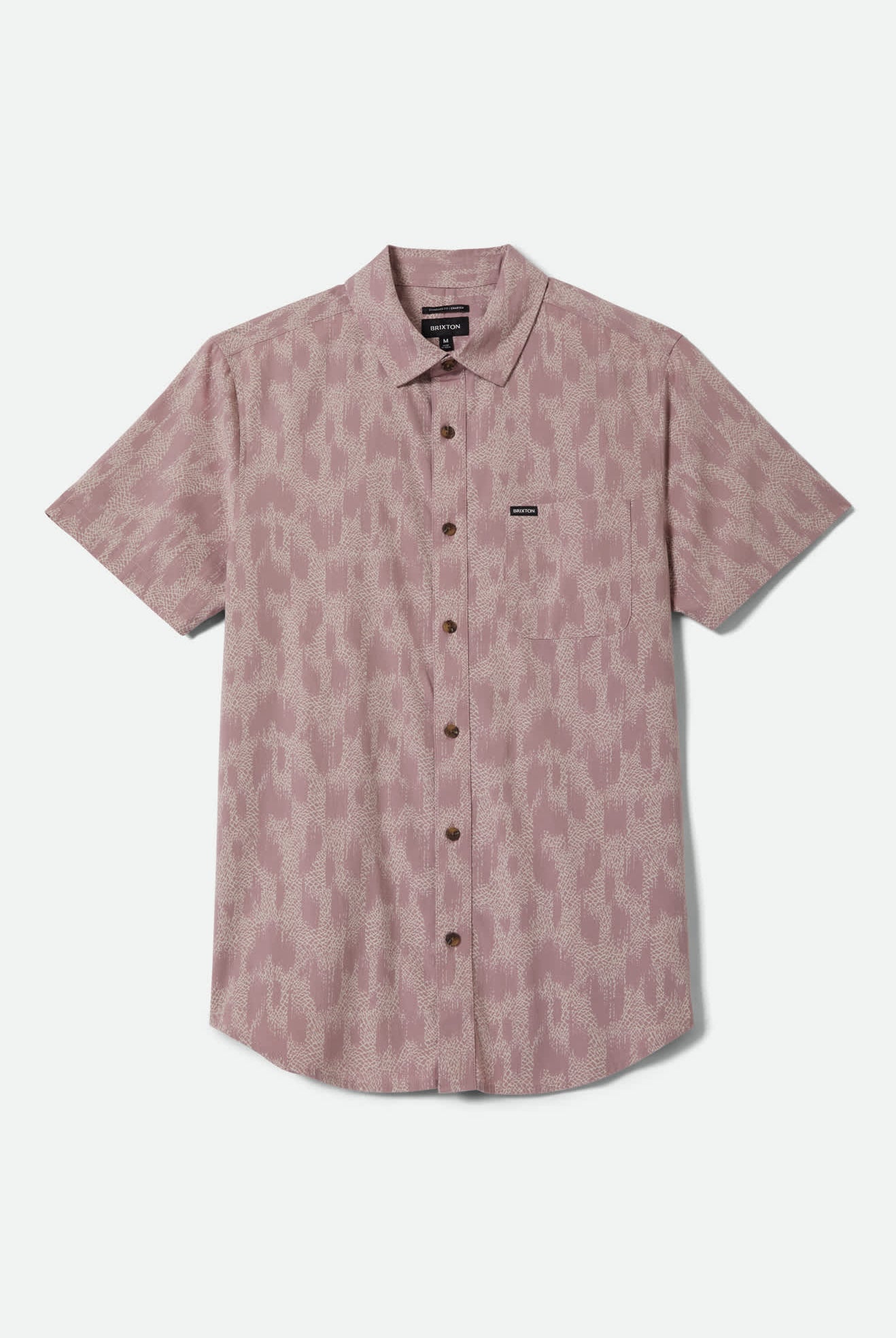 Men's Charter Print Short Sleeve Shirt in the color Dark Pink/Silver Crackle Paint - Front Product View