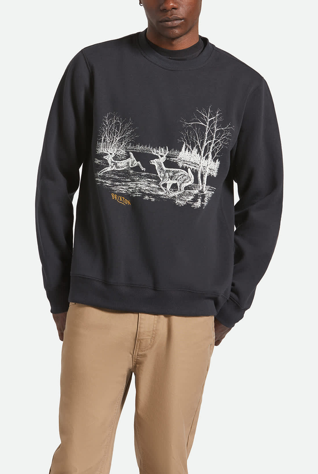 Men's Gallop Crew in the color Black - Men's Front View