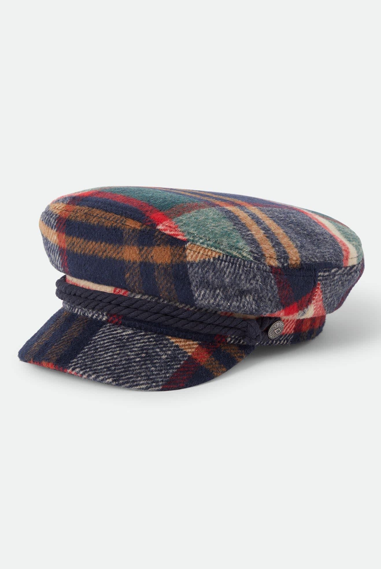 Unisex Fiddler Fisherman Cap in the color Navy/Green/Red/Cream - Front Product View