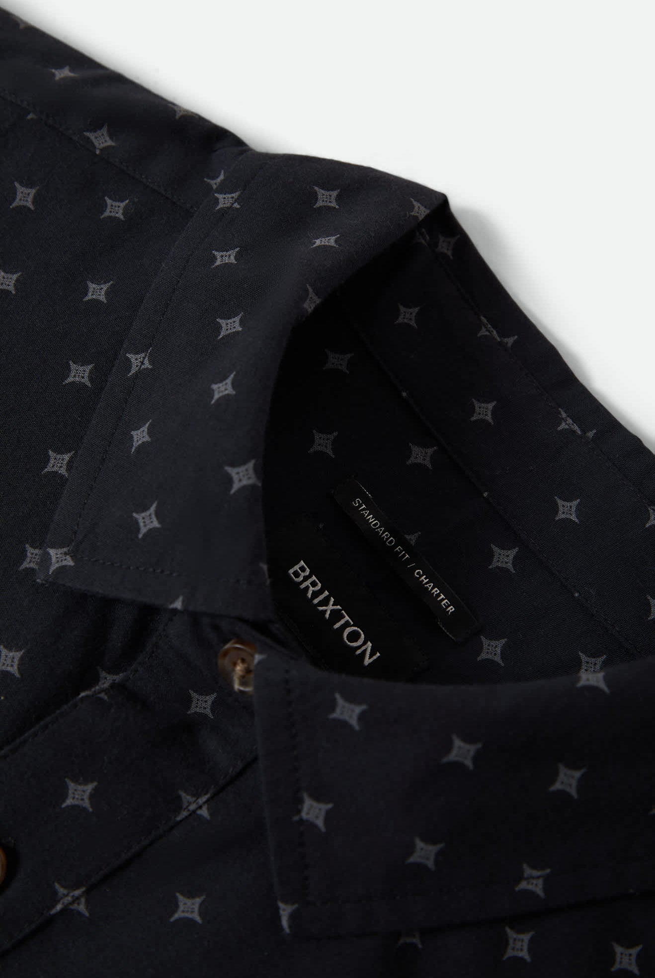 Men's Charter Print Short Sleeve Shirt in the color Future Grey Diamond Tile - Additional Laydown image