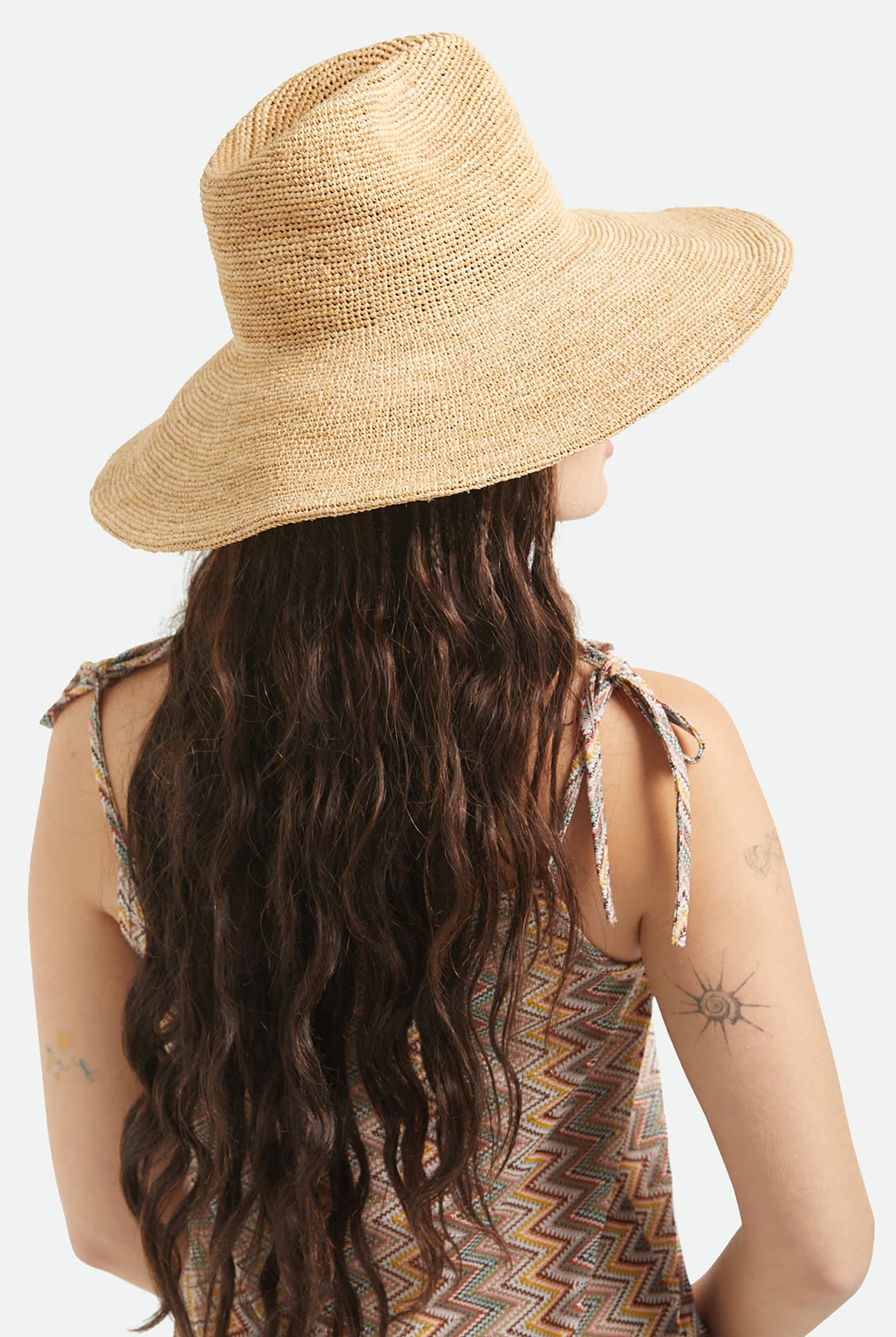 Women's Helena Straw Sun Hat in the color Tan - Women's Back View