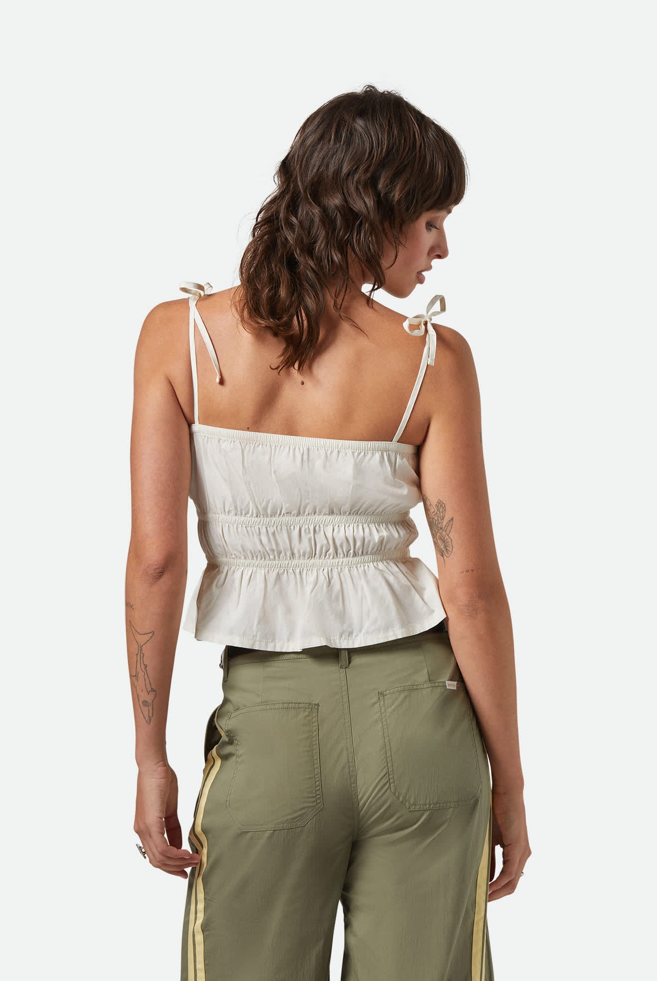 Women's Eden Smocked Top in the color Off White - Women's Back View