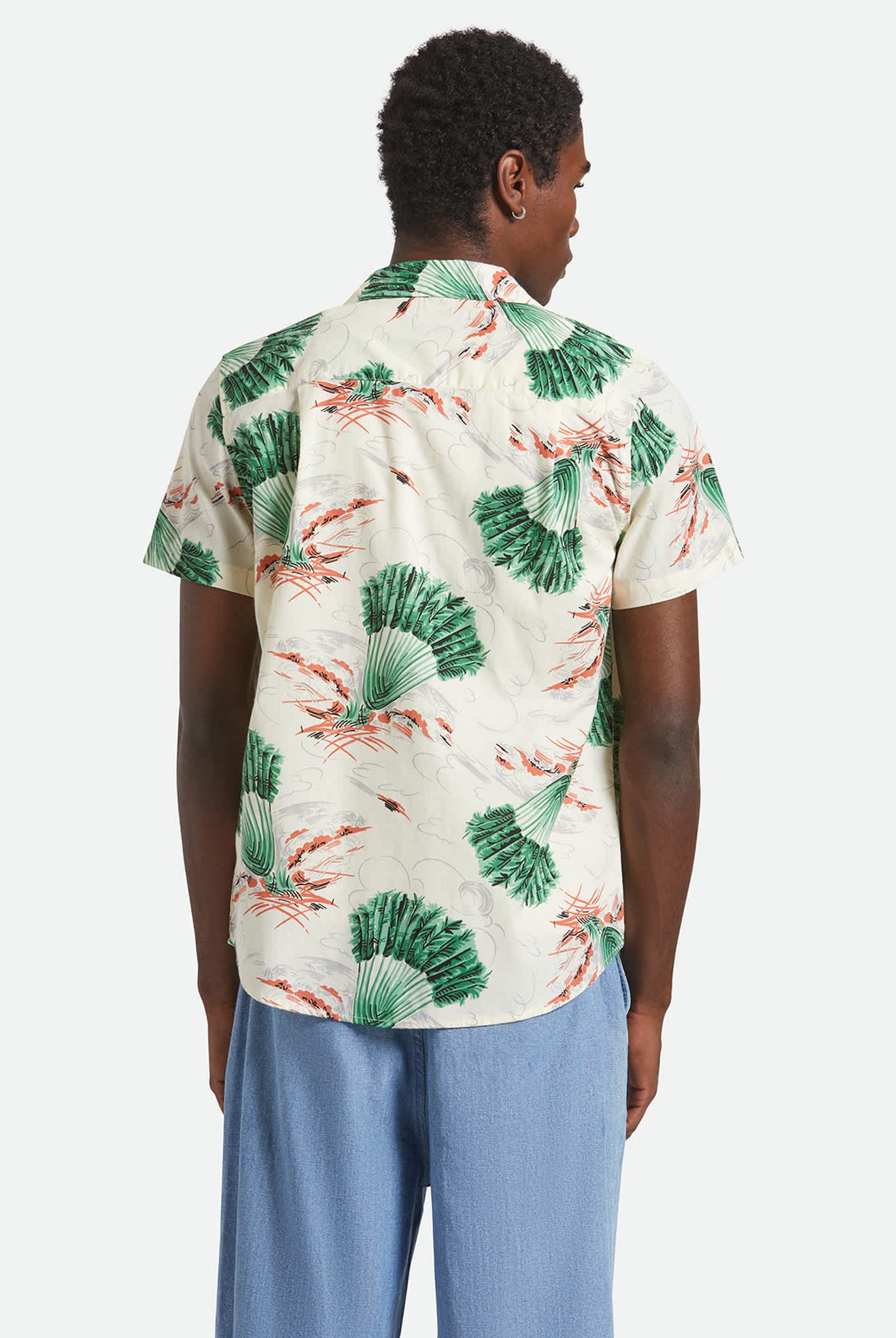 Men's Charter Print S/S Shirt in the color Vintage Palm Print - Men's Back View