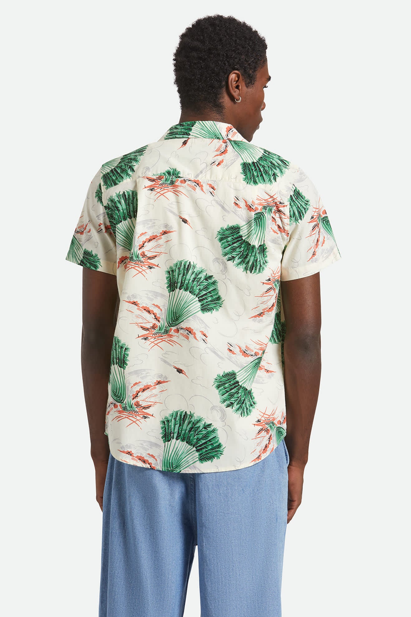 Men's Charter Print S/S Shirt in the color Vintage Palm Print - Men's Back View