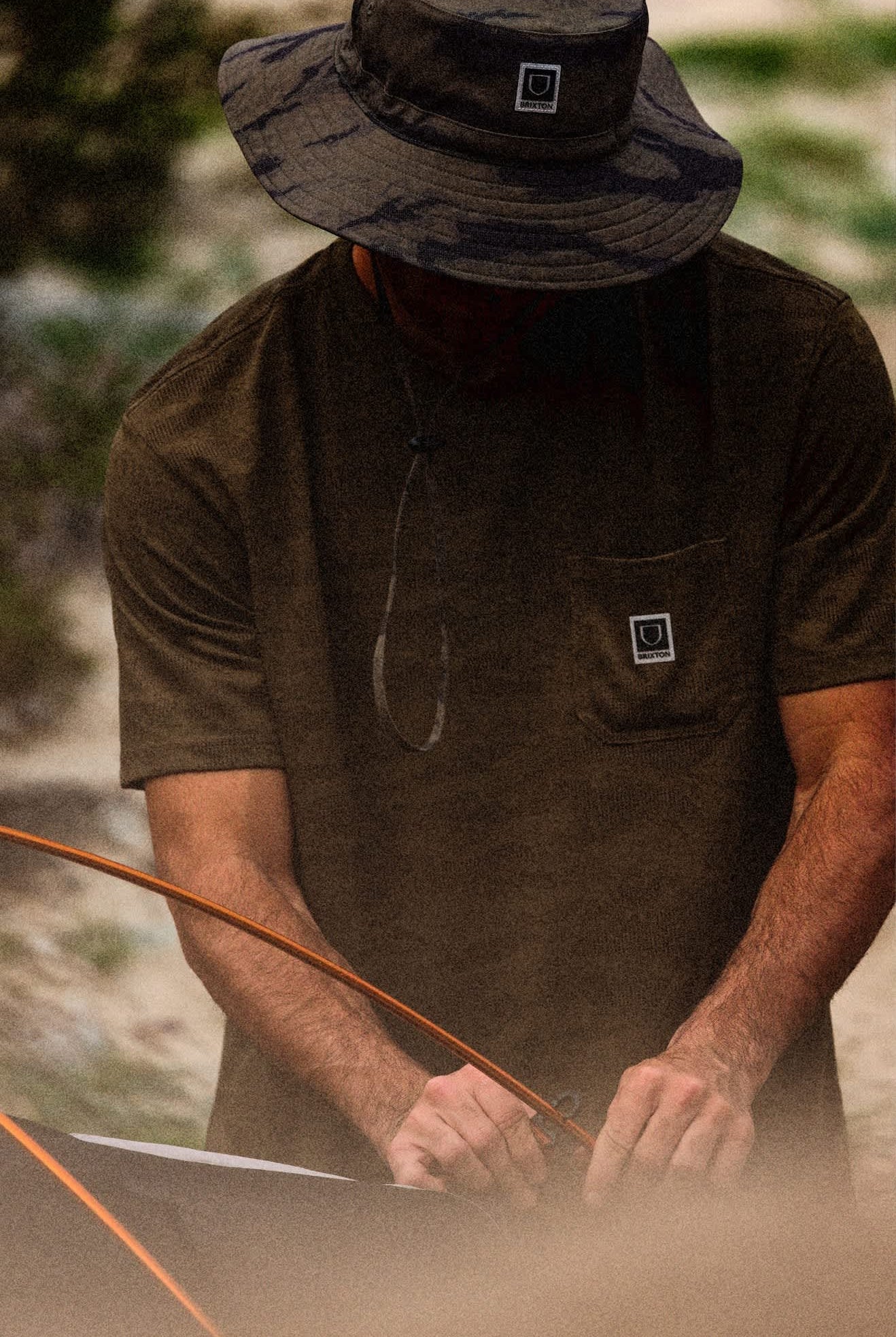 Men's Journey Short Sleeve Pocket T-Shirt in the color Olive Tiger Camo - Men's Lifestyle image