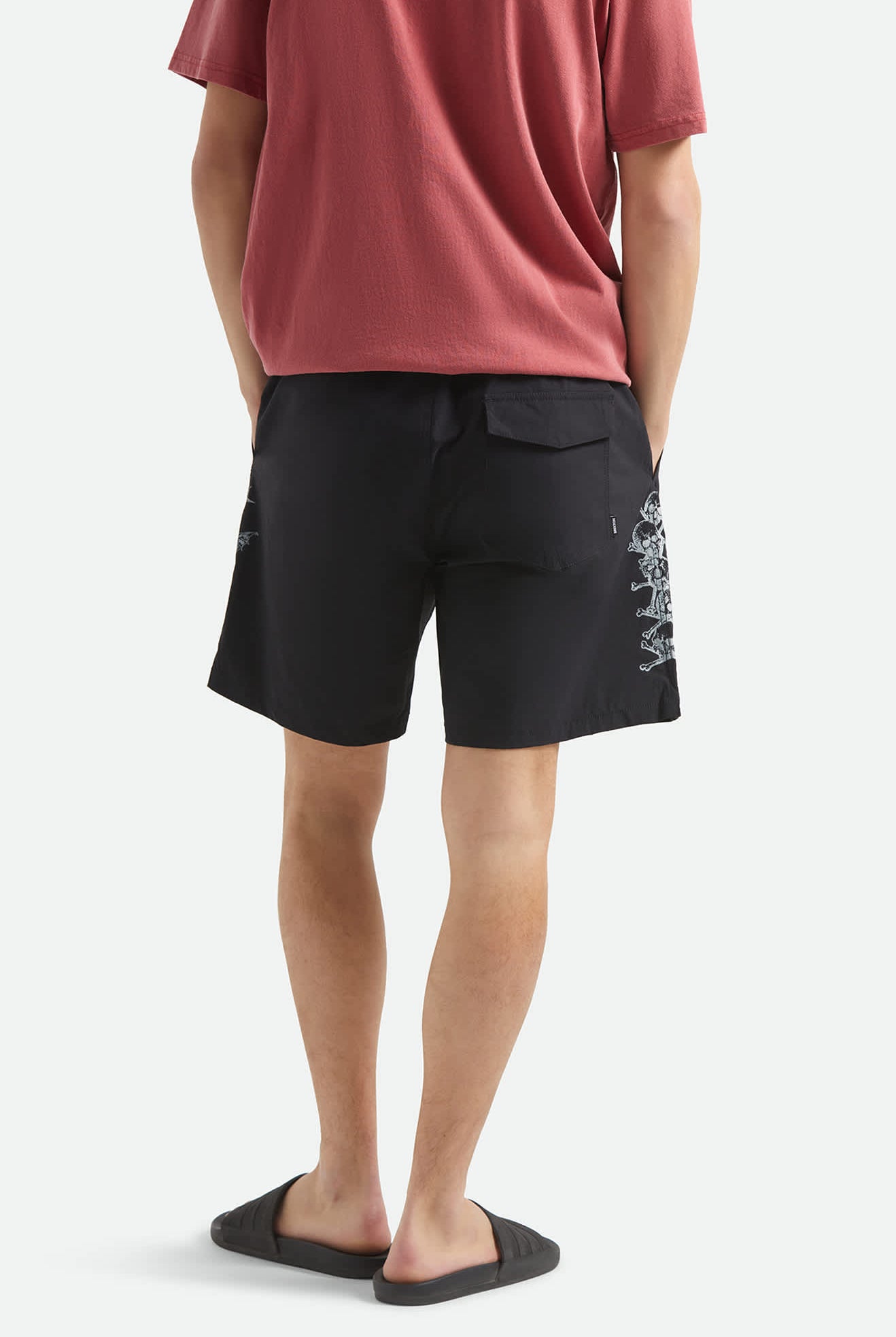 Men's Everyday Stretch Hybrid Short 7" in the color Black/White - Men's Back View