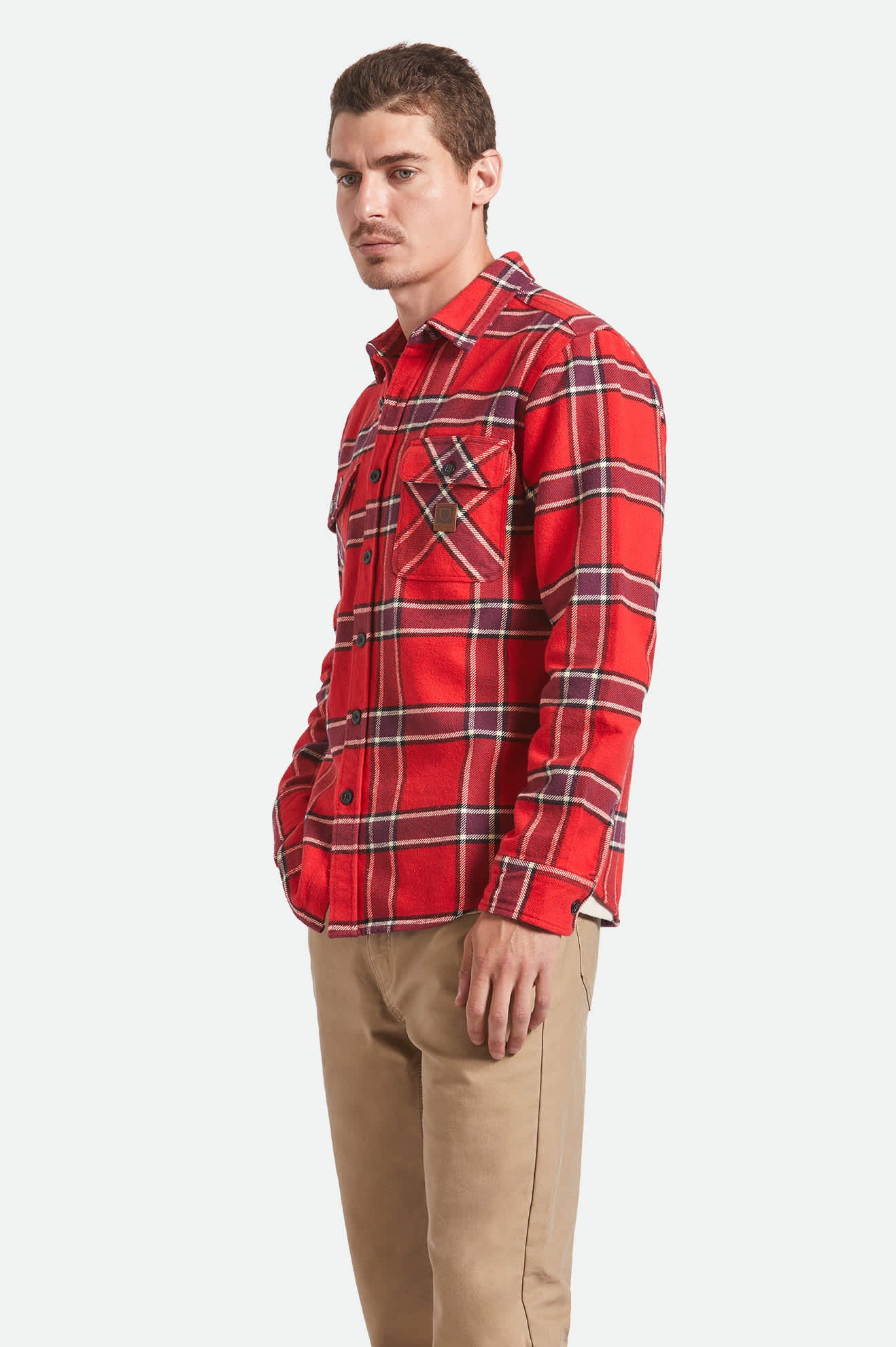 Men's Bowery Heavyweight Flannel in the color Adrenaline Rush - Men's Side View