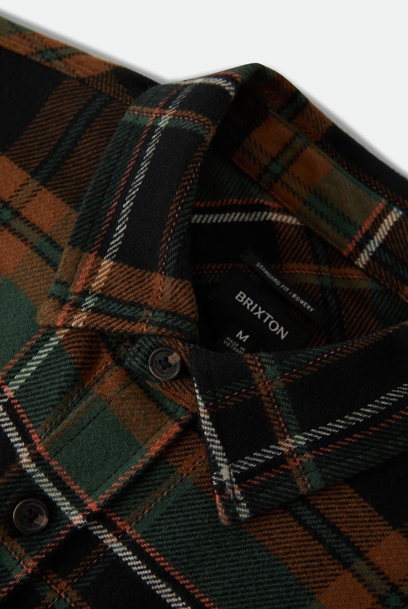 Men's Bowery Flannel in the color Black/Pine Needle - Additional Laydown image