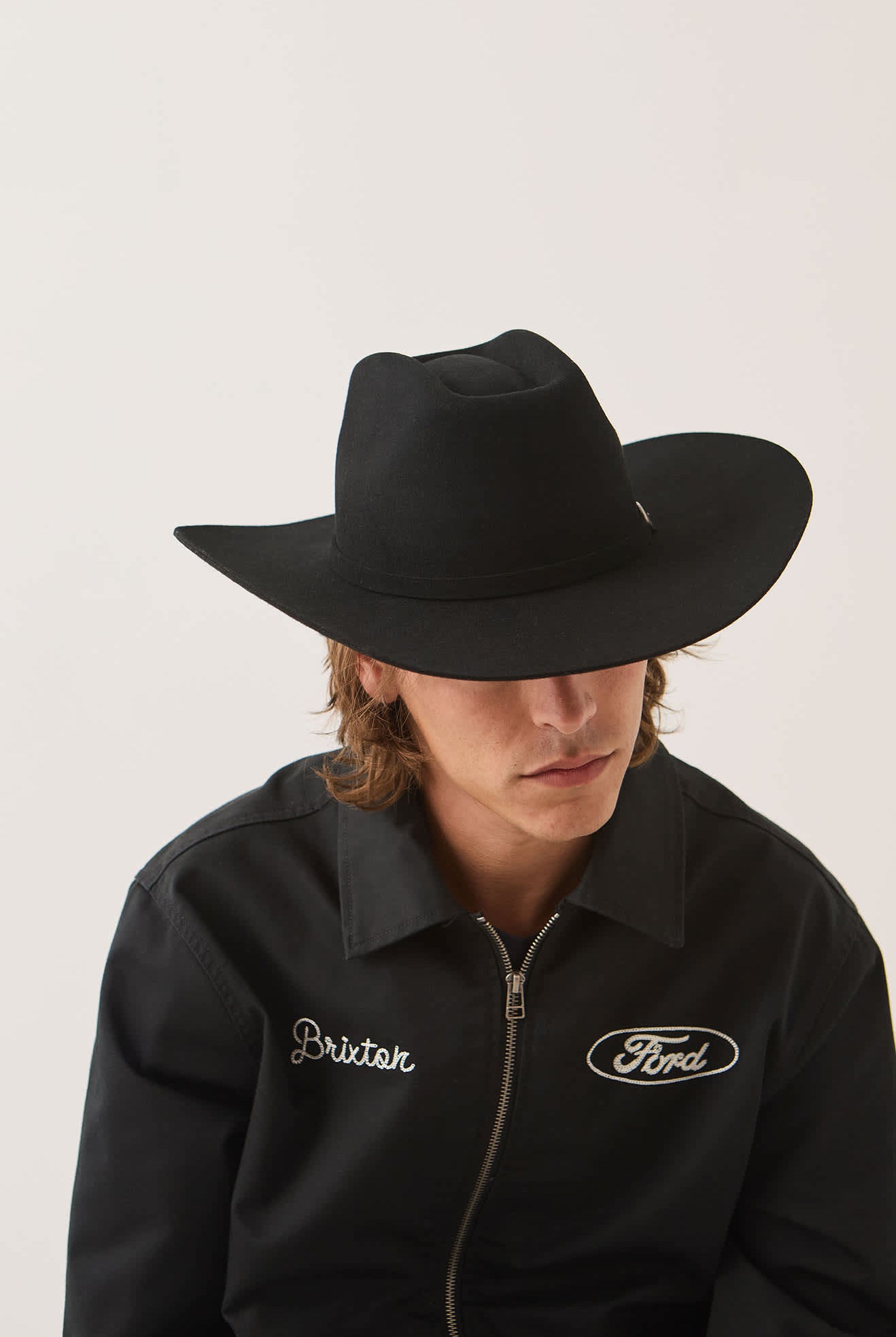 Unisex Prescott Brick Top Cowboy Hat in the color Black - Men's Front View