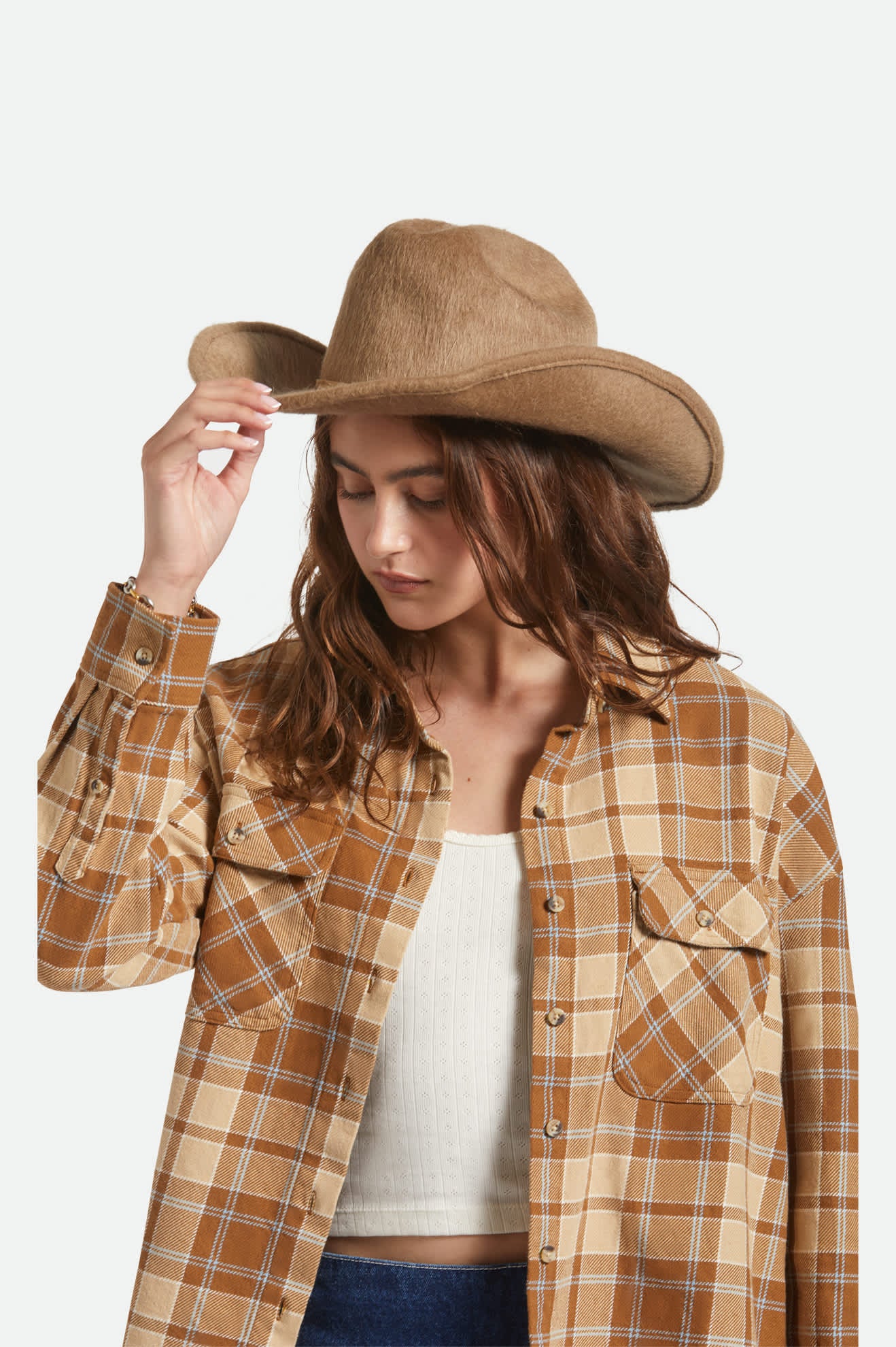 Women's Mesquite Cozy Cowboy Hat in the color Khaki - Women's Side View