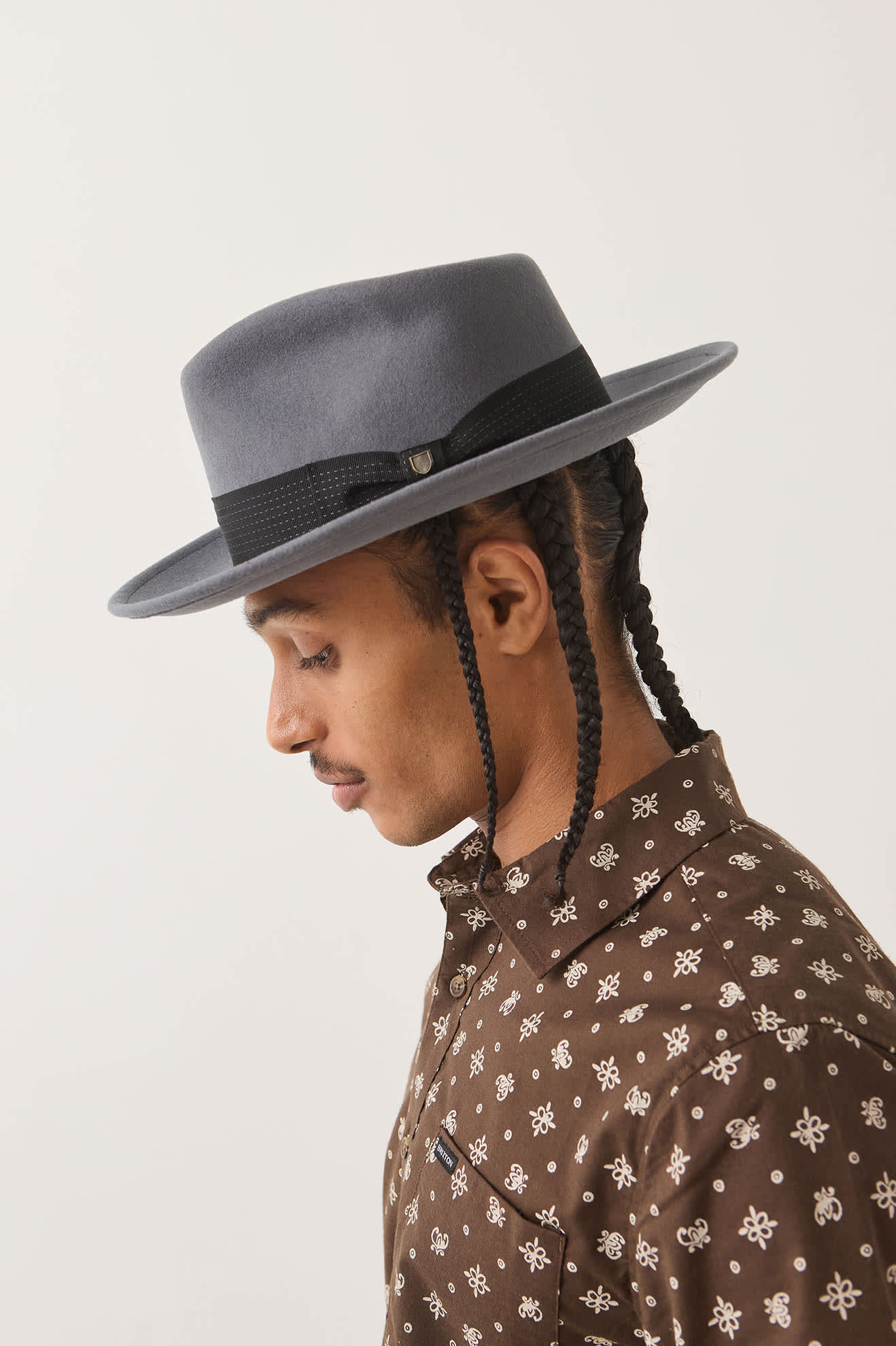 Unisex Eames Fedora in the color Future Grey/Black - Men's Side View