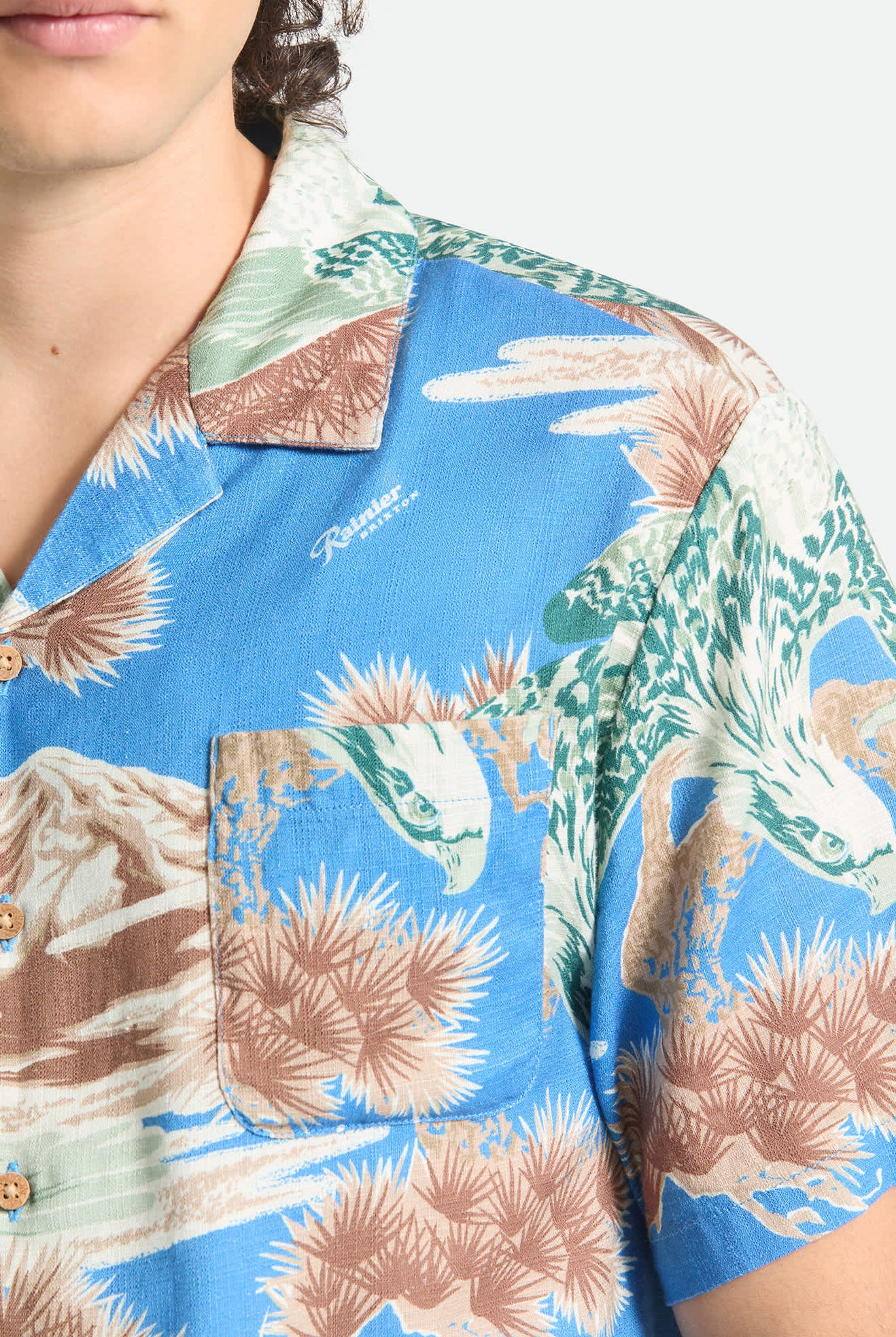 Men's Rainier X Brixton Short Sleeve Shirt in the color Blue Sky - Additional Fit image
