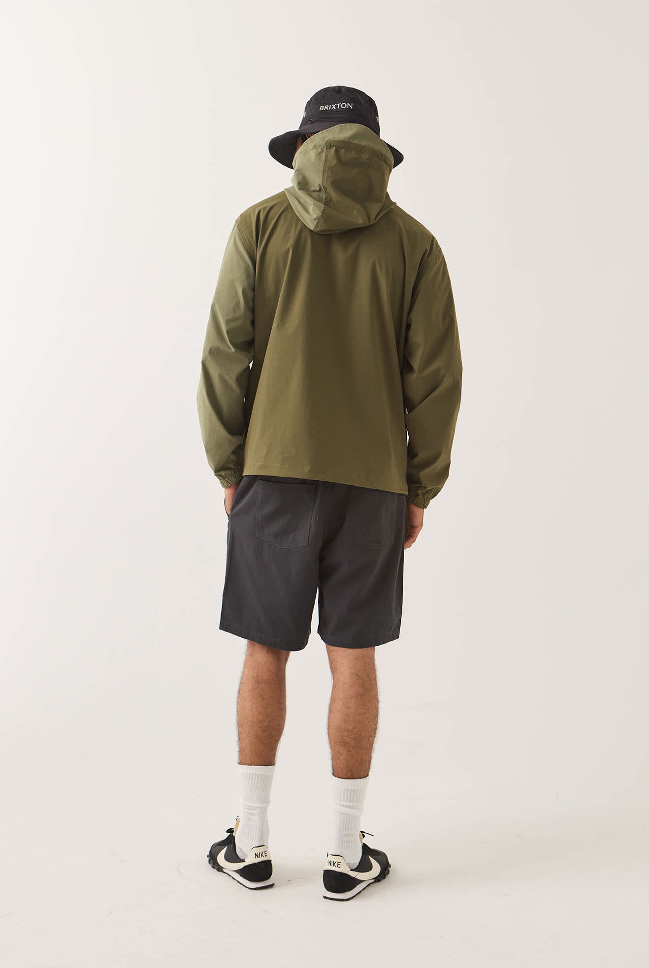 Men's Journey Zip Jacket in the color Dark Olive/Olive Surplus - Men's Back View
