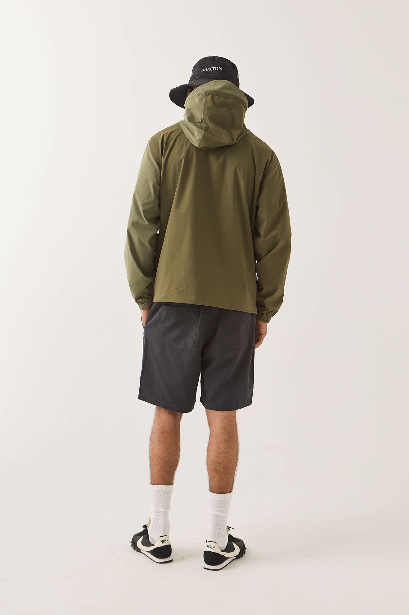 Men's Journey Zip Jacket in the color Dark Olive/Olive Surplus - Men's Back View